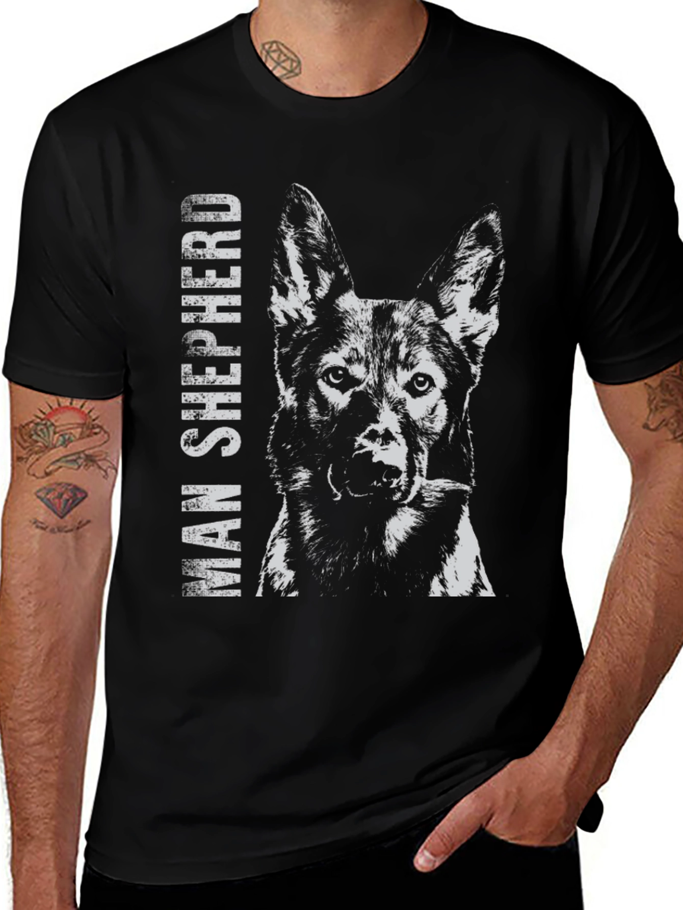 Man Shepherd Dog Graphic T-Shirt
