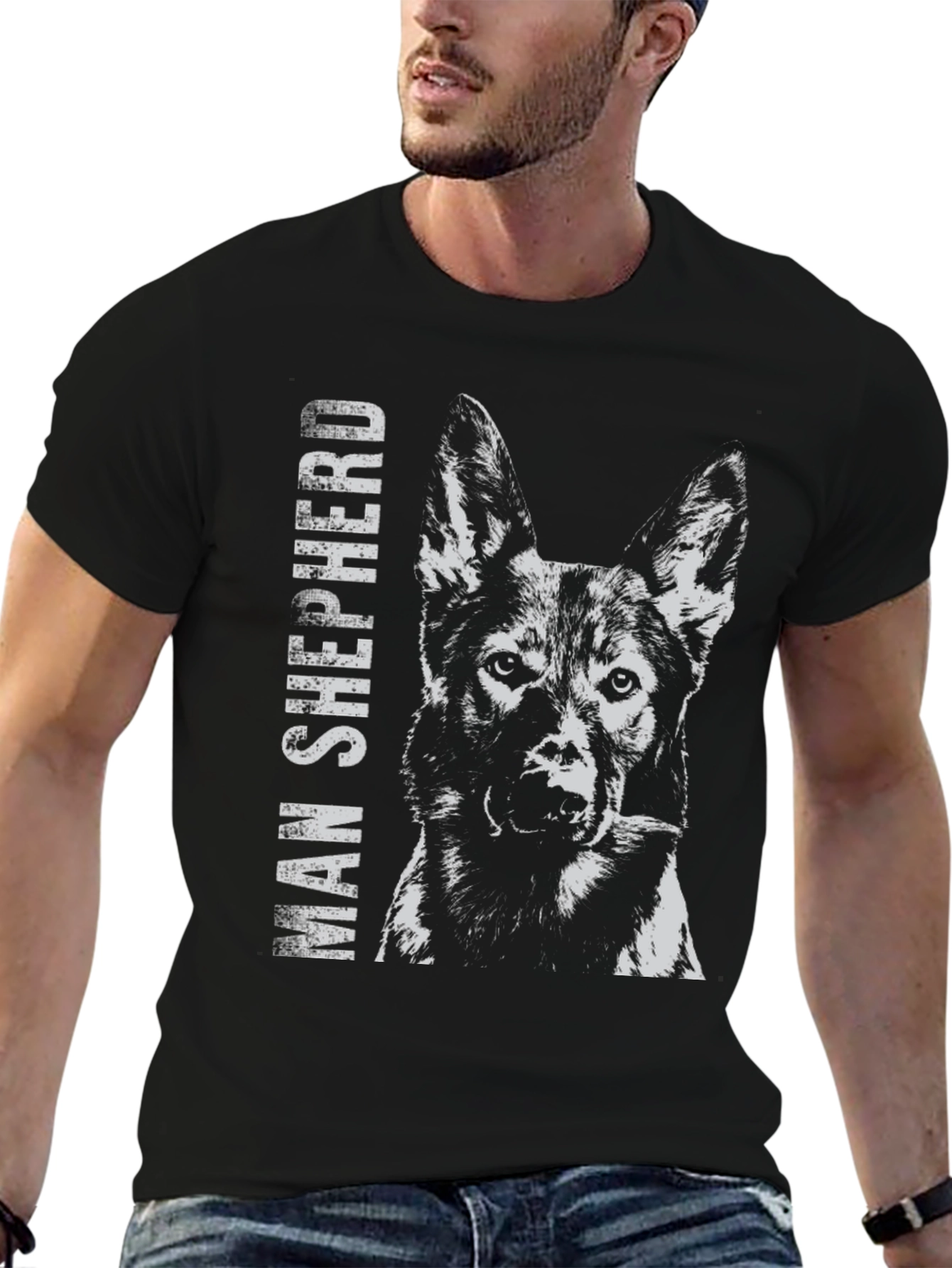 Man Shepherd Dog Graphic T-Shirt
