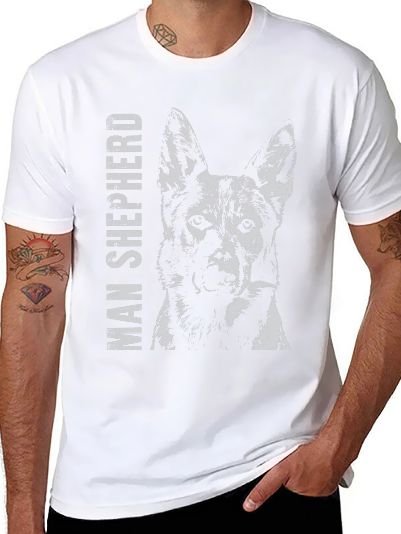 Man Shepherd Dog Graphic T-Shirt