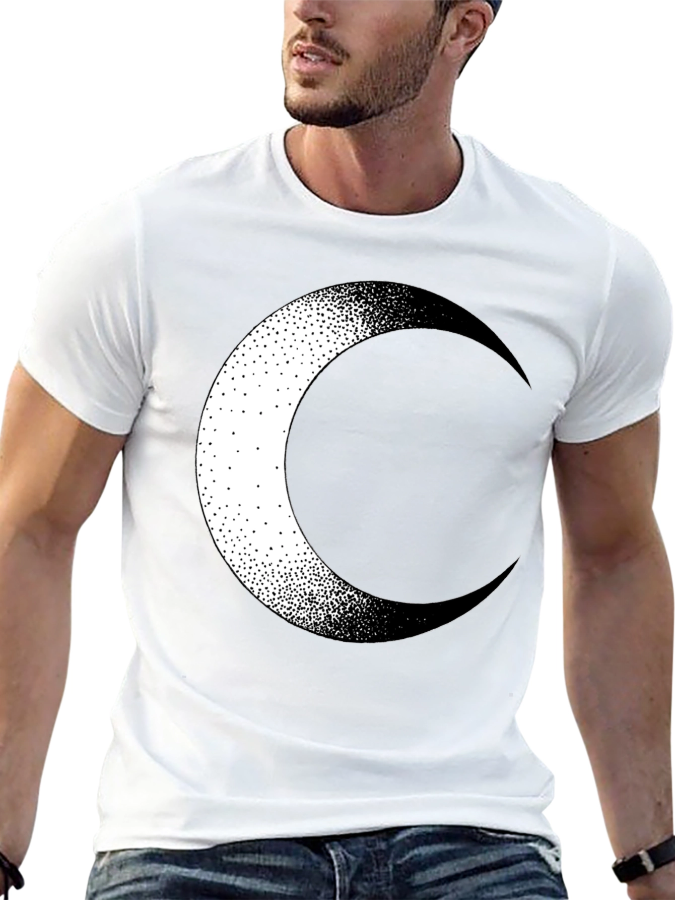 Crescent Moon Graphic Tee - Stylish Black Cotton T-Shirt