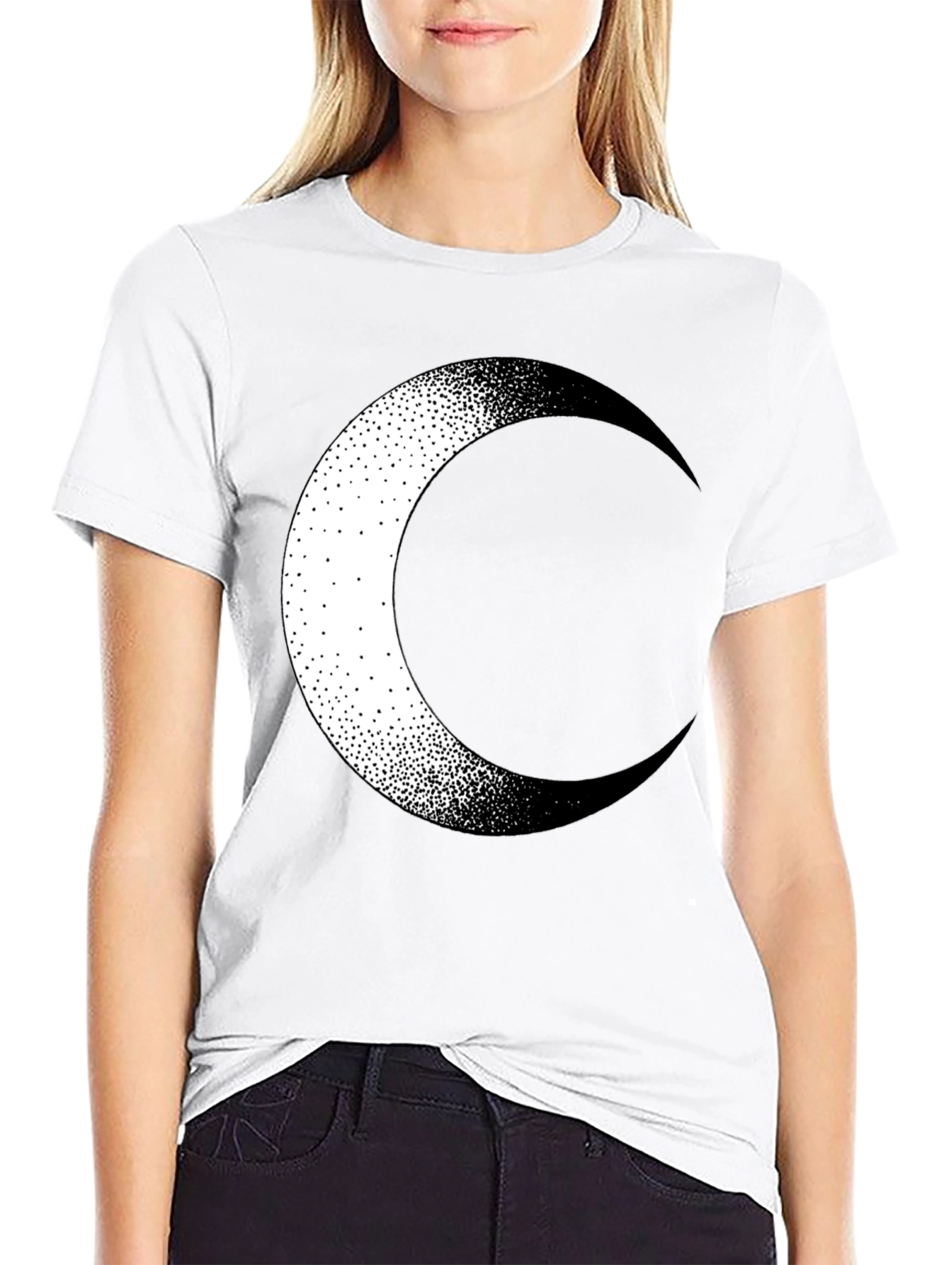 Crescent Moon Graphic Tee - Stylish Black Cotton T-Shirt
