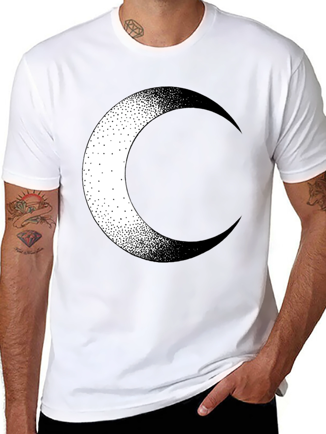 Crescent Moon Graphic Tee - Stylish Black Cotton T-Shirt