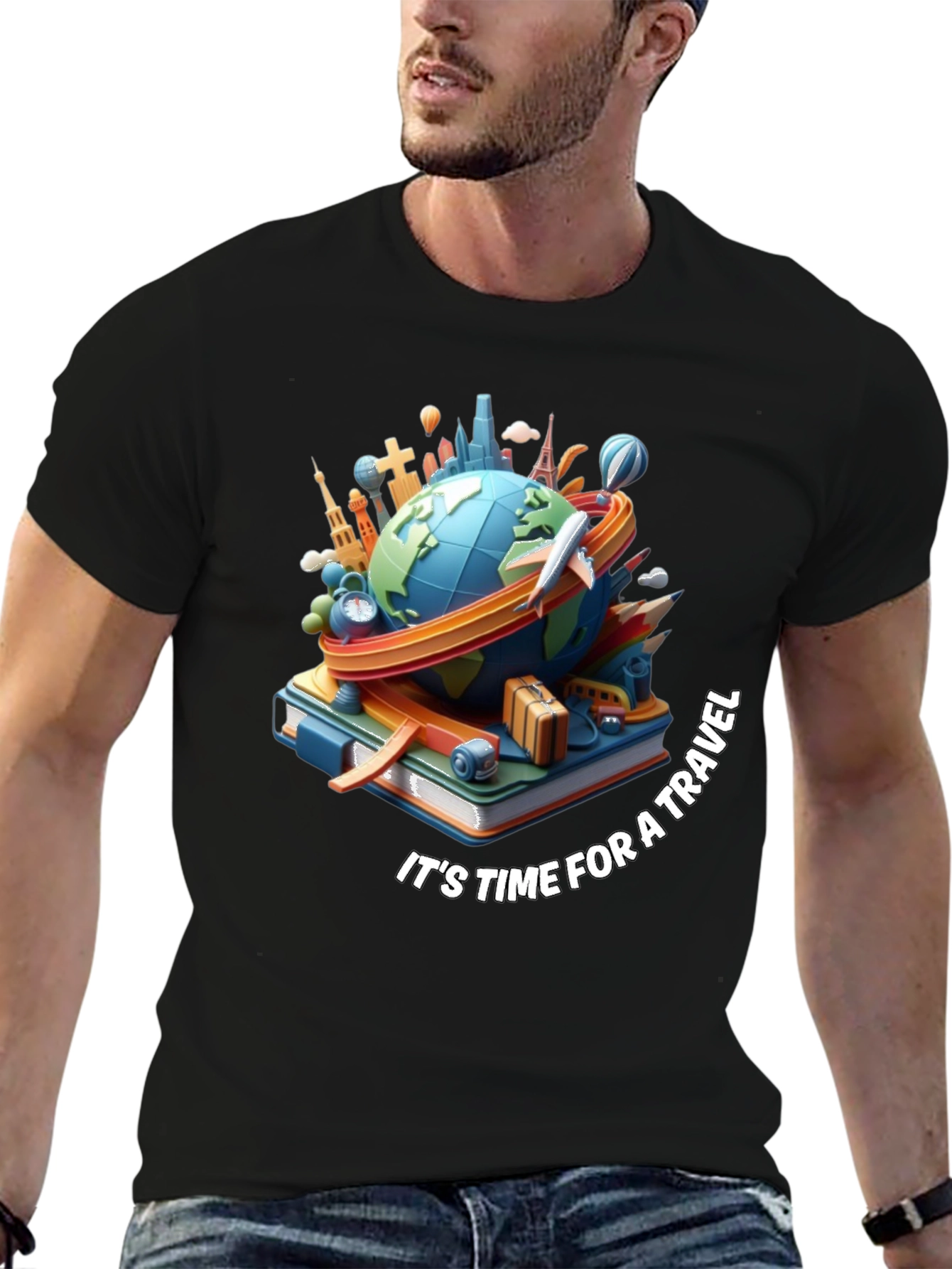 Time for Travel Graphic Tee - Black