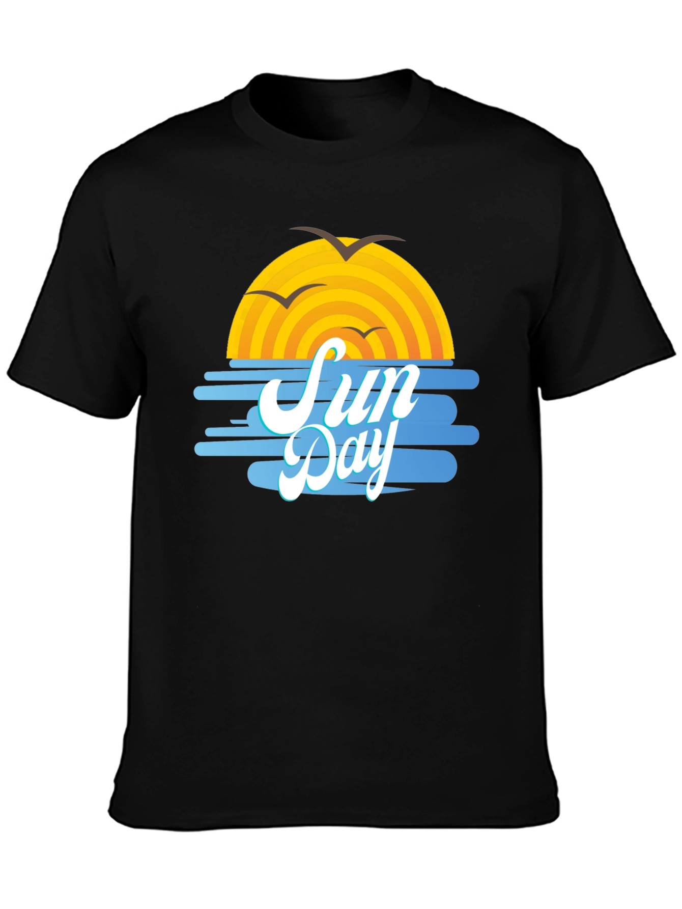 Sun Day Graphic Tee - Black Cotton T-Shirt