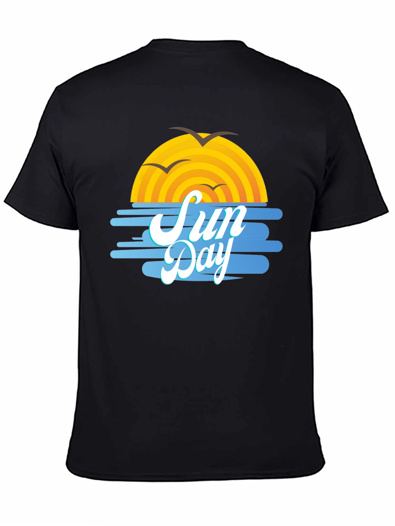 Sun Day Graphic Tee - Black Cotton T-Shirt