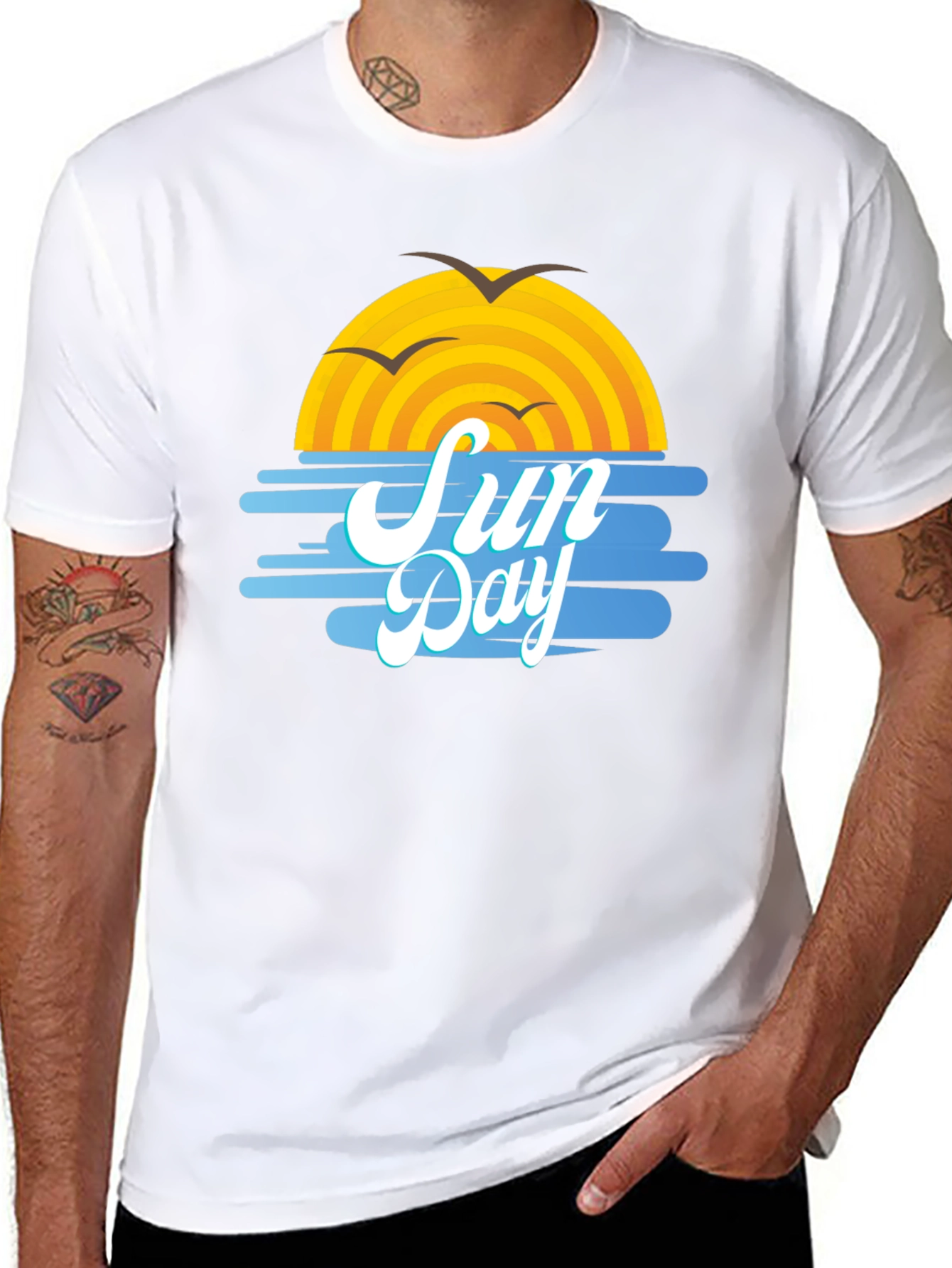 Sun Day Graphic Tee - Black Cotton T-Shirt