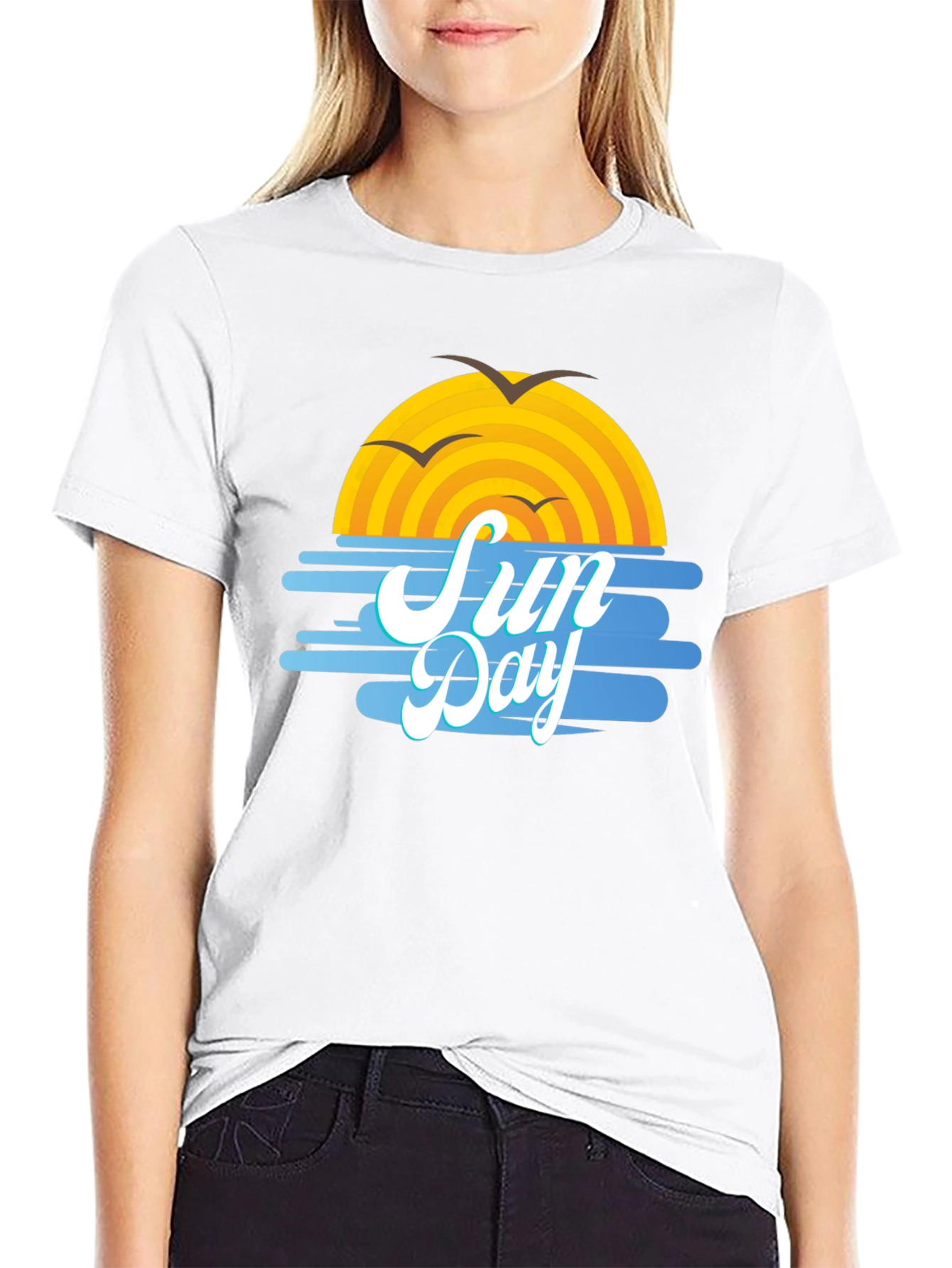 Sun Day Graphic Tee - Black Cotton T-Shirt