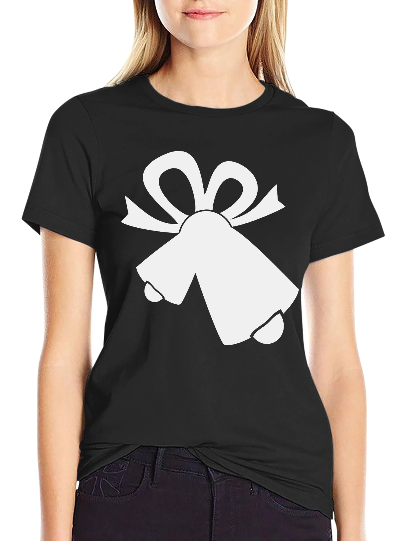 Festive Bells Graphic Tee - Black Cotton Blend