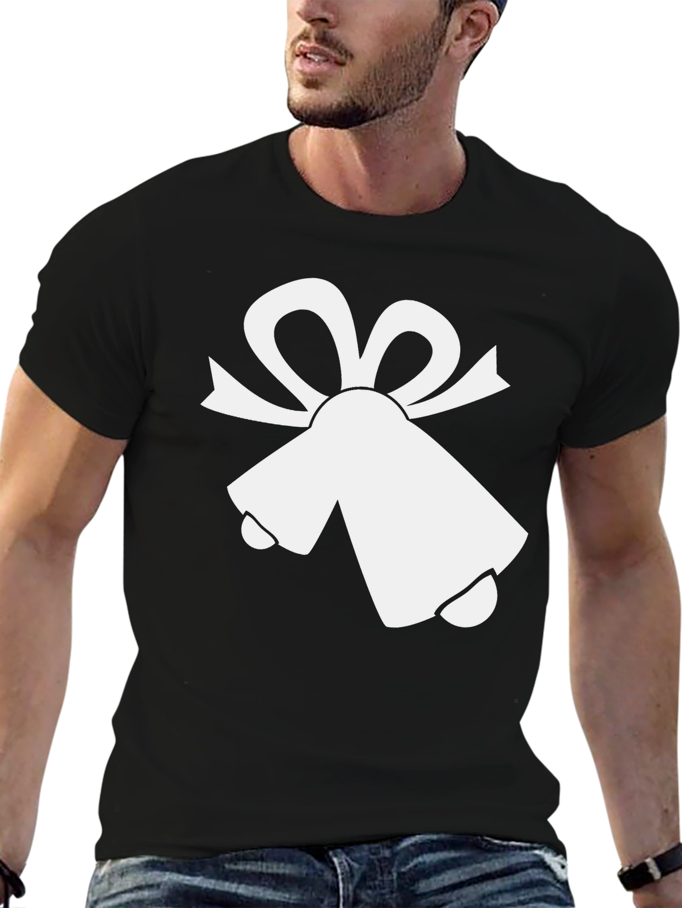 Festive Bells Graphic Tee - Black Cotton Blend