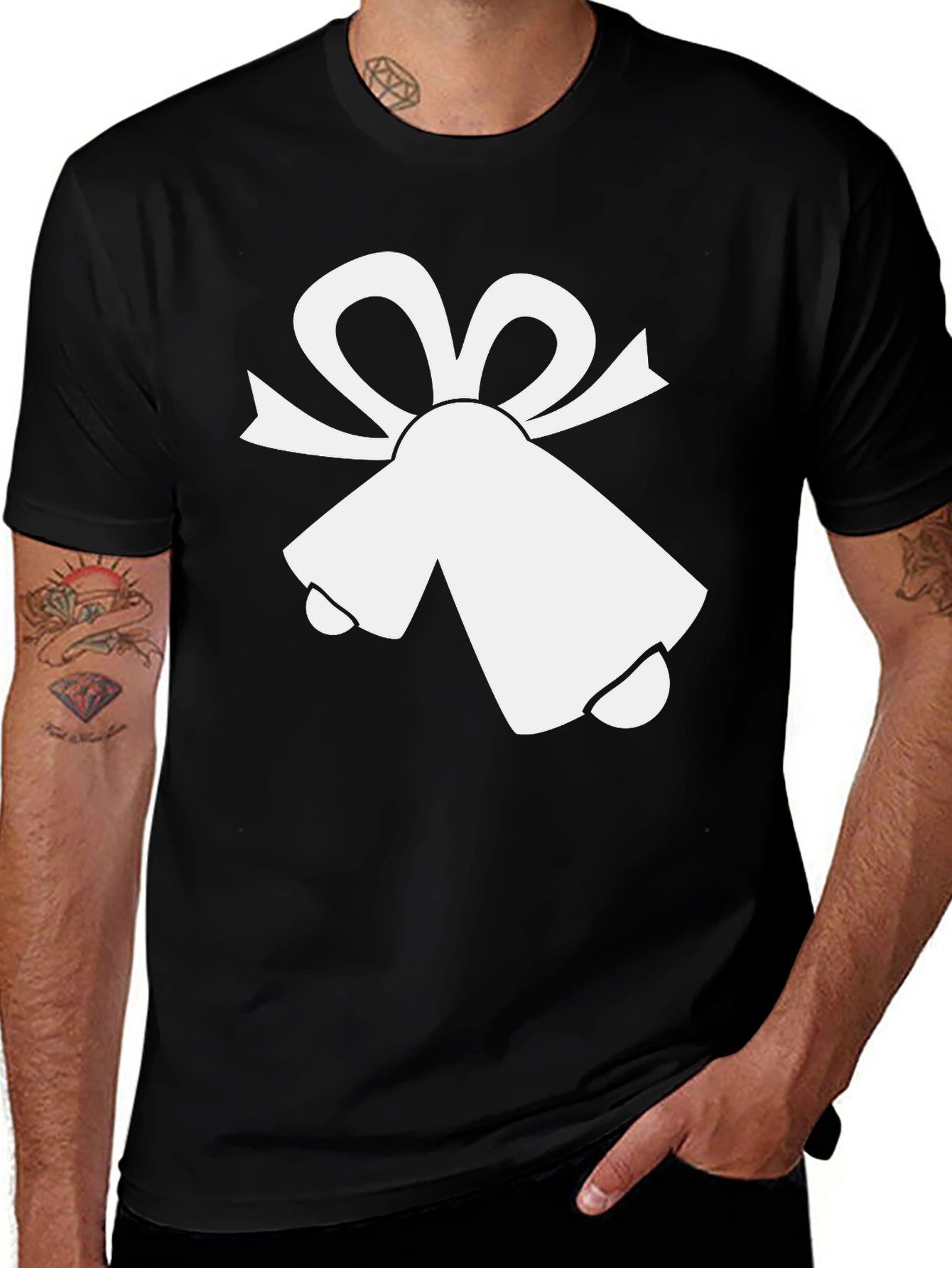 Festive Bells Graphic Tee - Black Cotton Blend