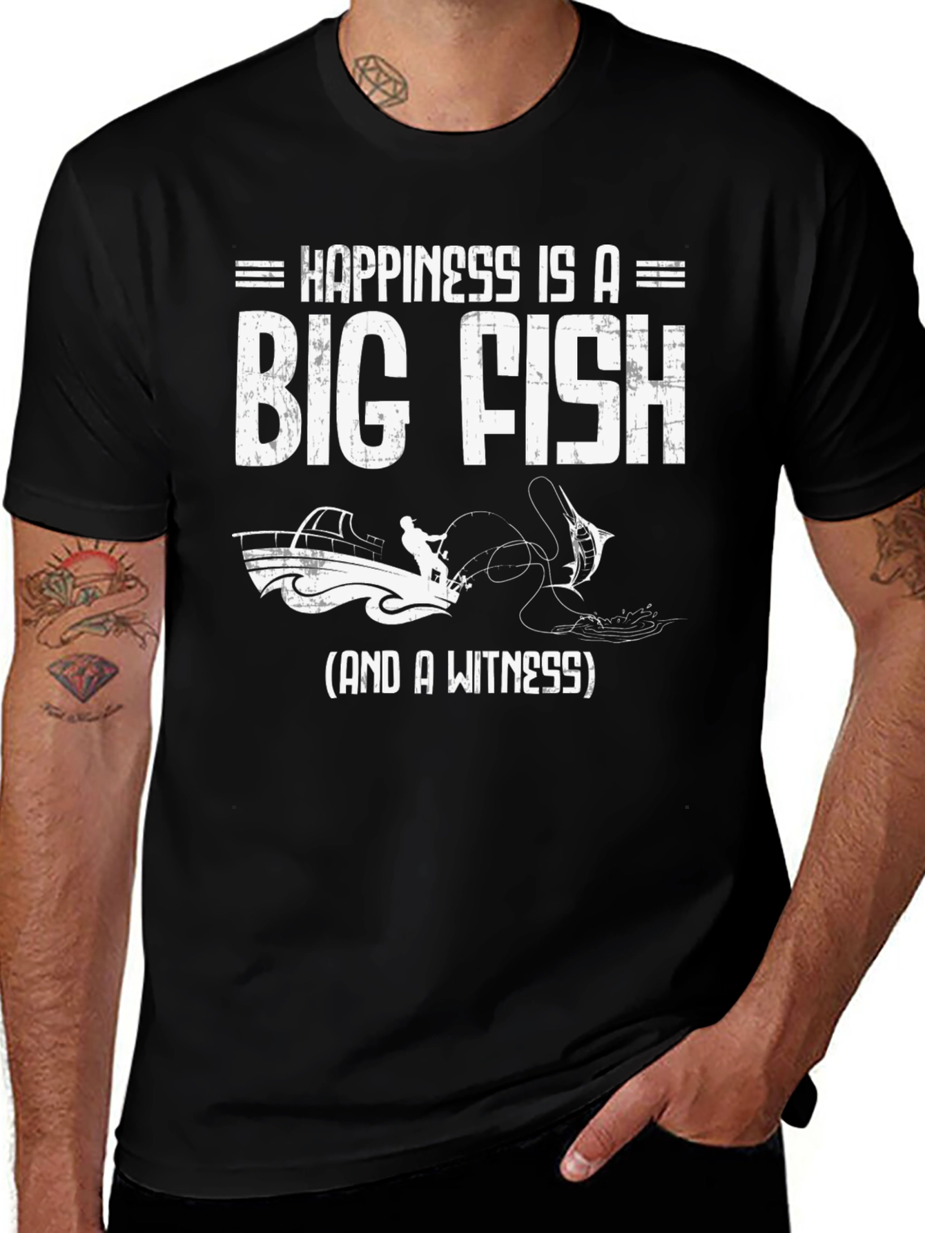 Happiness is a Big Fish T-Shirt - Fisherman Gift