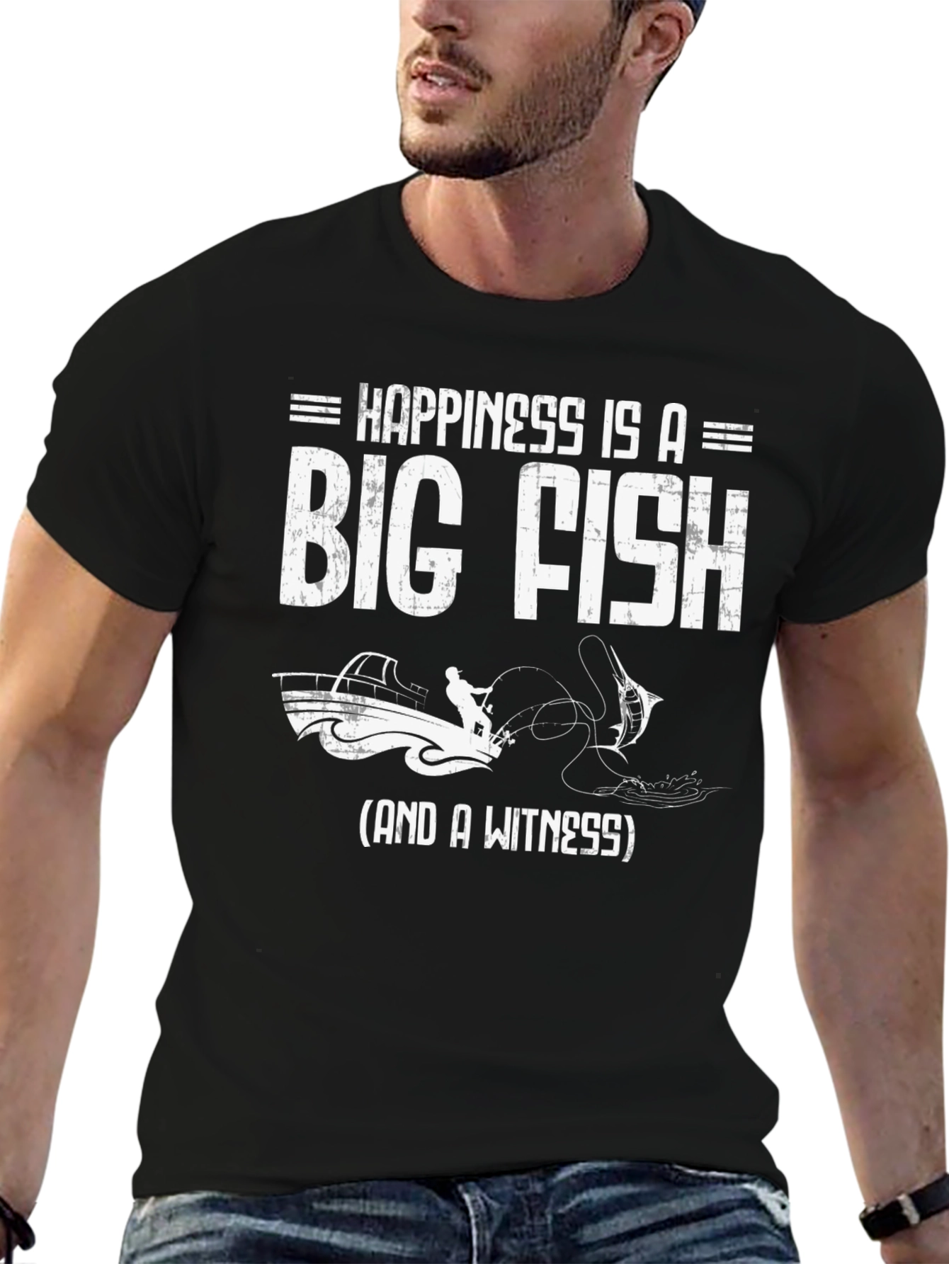 Happiness is a Big Fish T-Shirt - Fisherman Gift