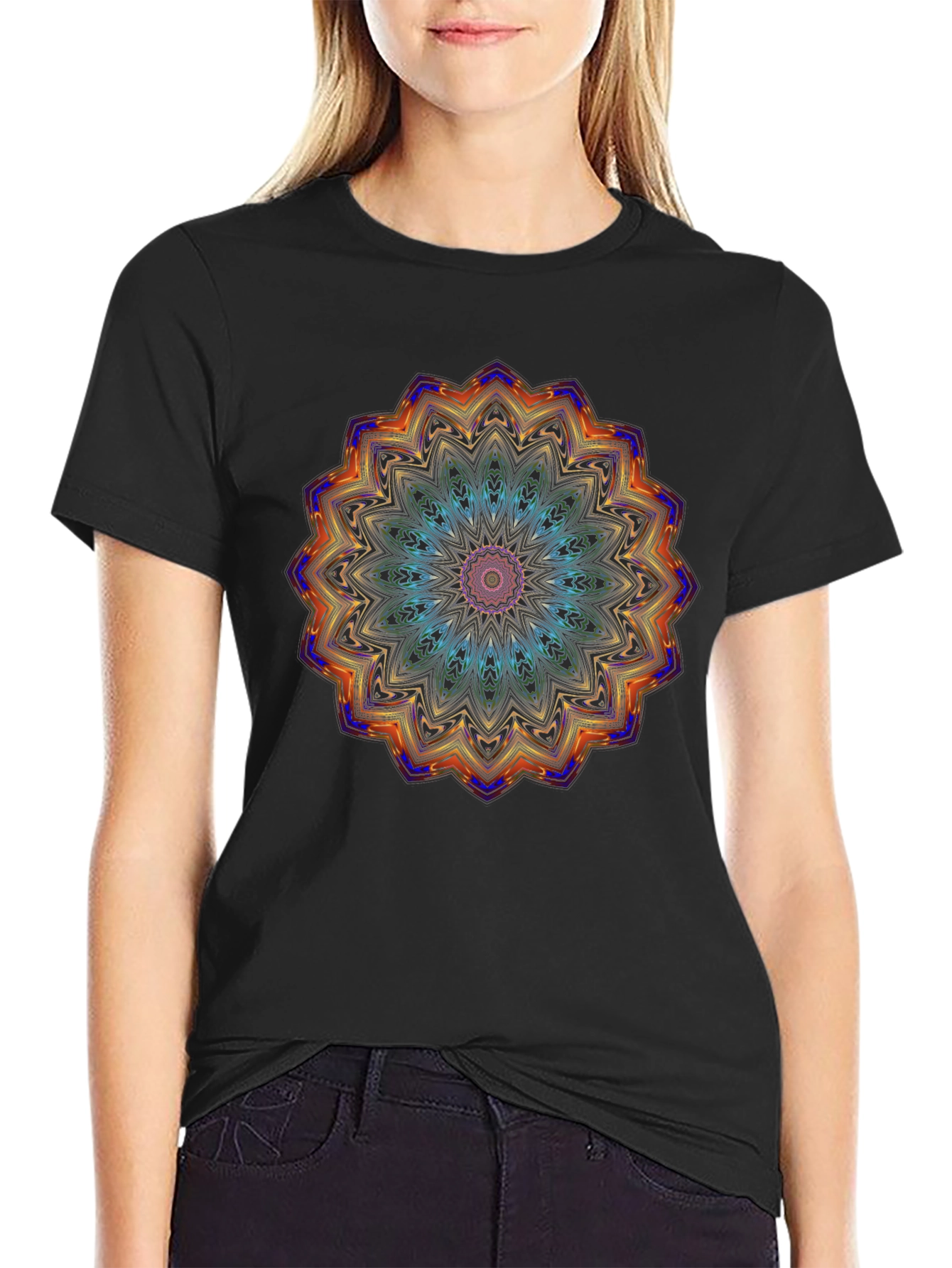 Mandala Graphic Print Black T-Shirt