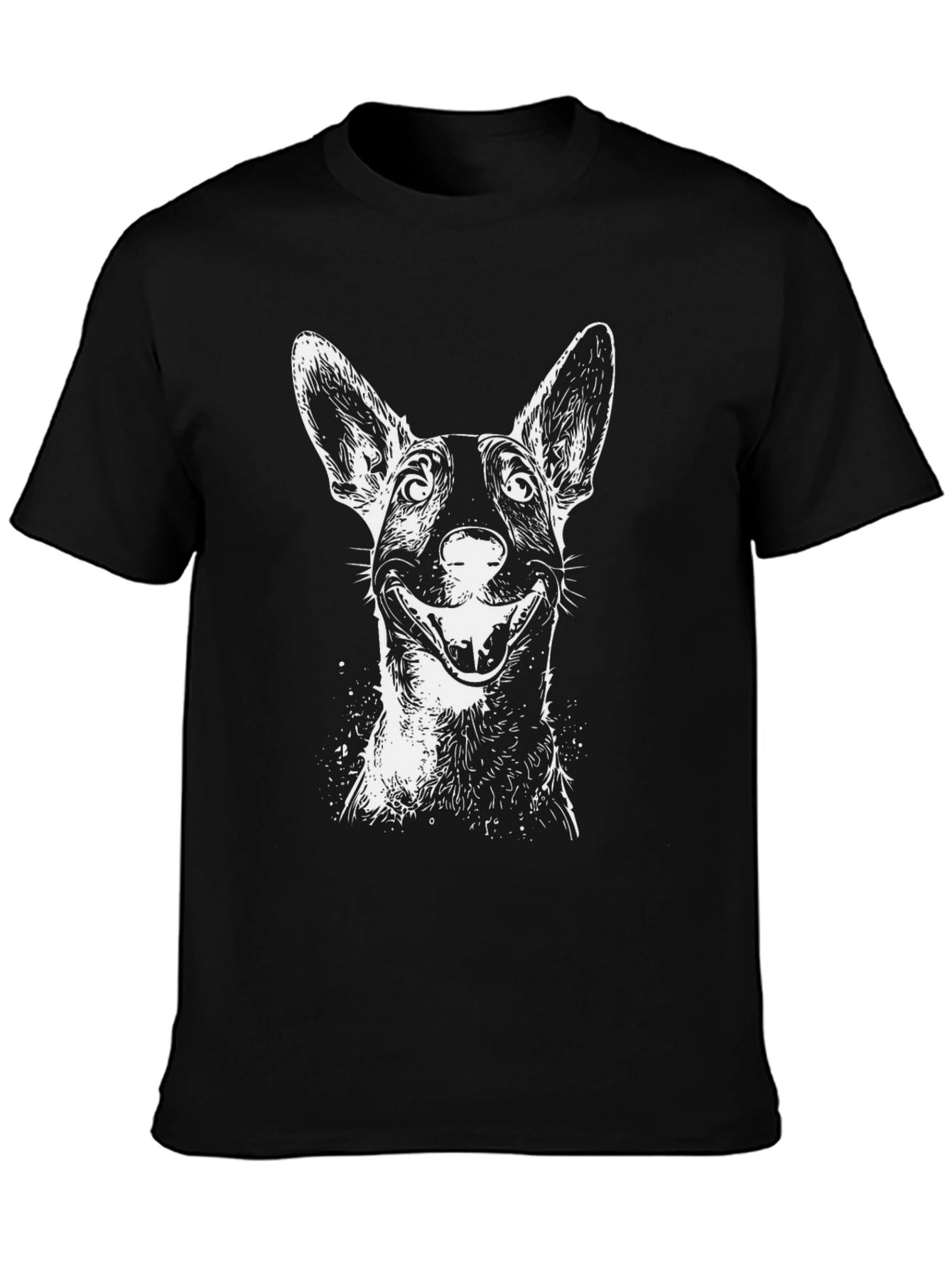 Dog Graphic Tee - Mens Black Cotton T-Shirt