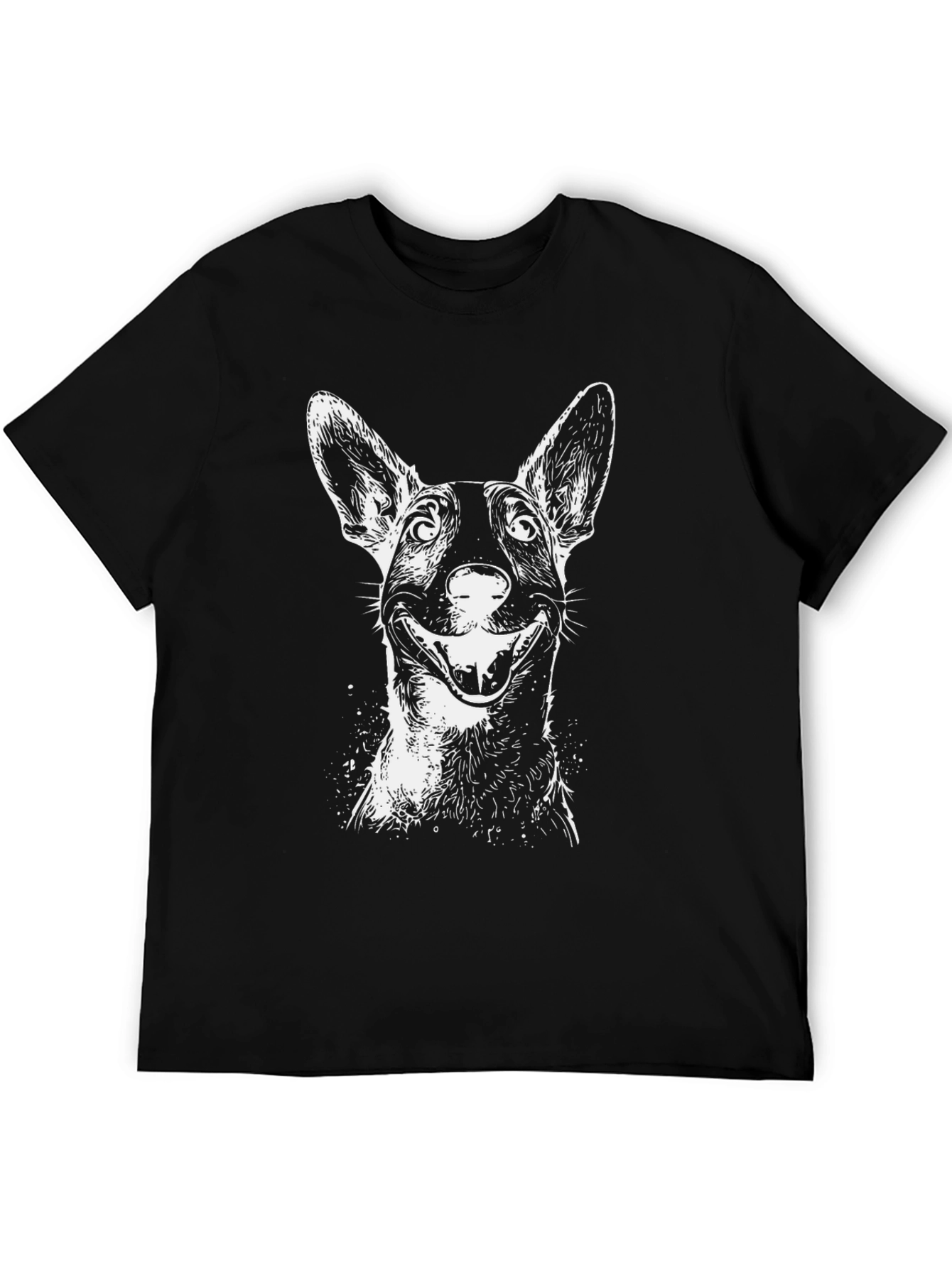 Dog Graphic Tee - Mens Black Cotton T-Shirt