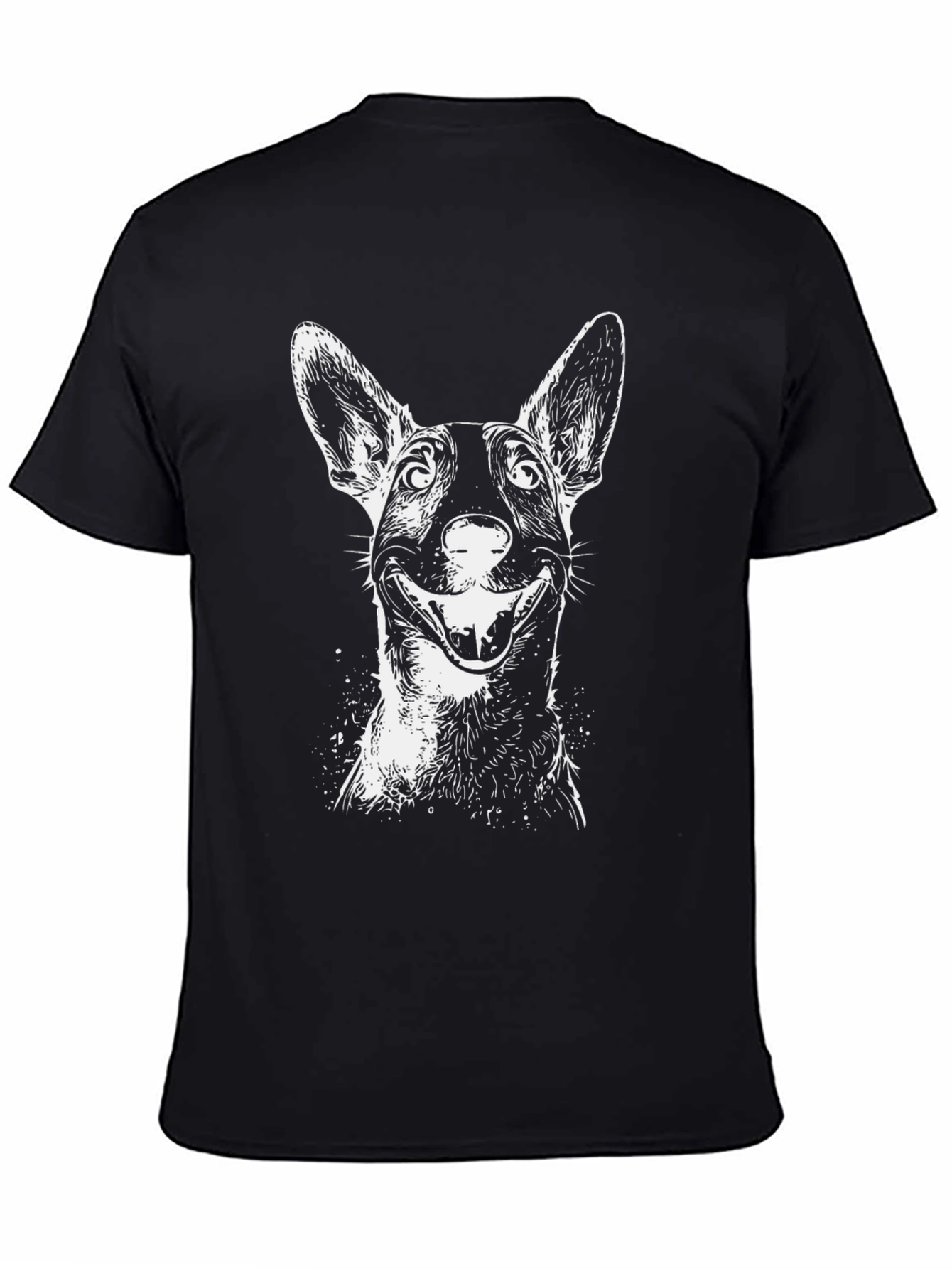 Dog Graphic Tee - Mens Black Cotton T-Shirt