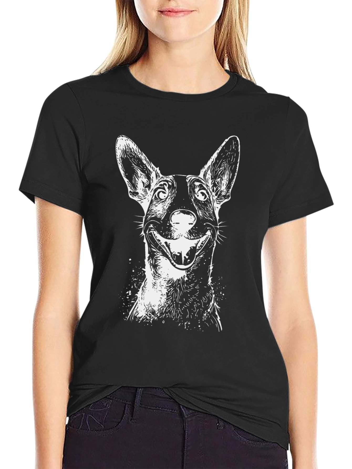 Dog Graphic Tee - Mens Black Cotton T-Shirt