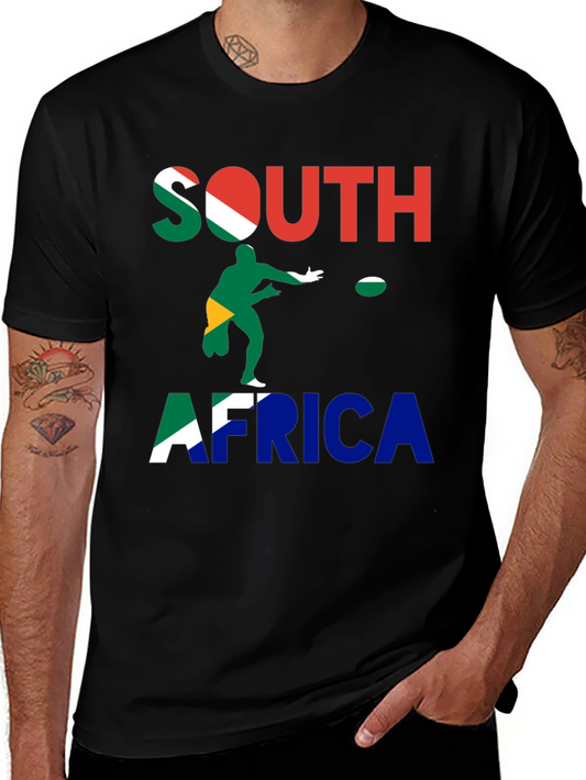 South Africa Rugby T-Shirt - Mens Black Tee