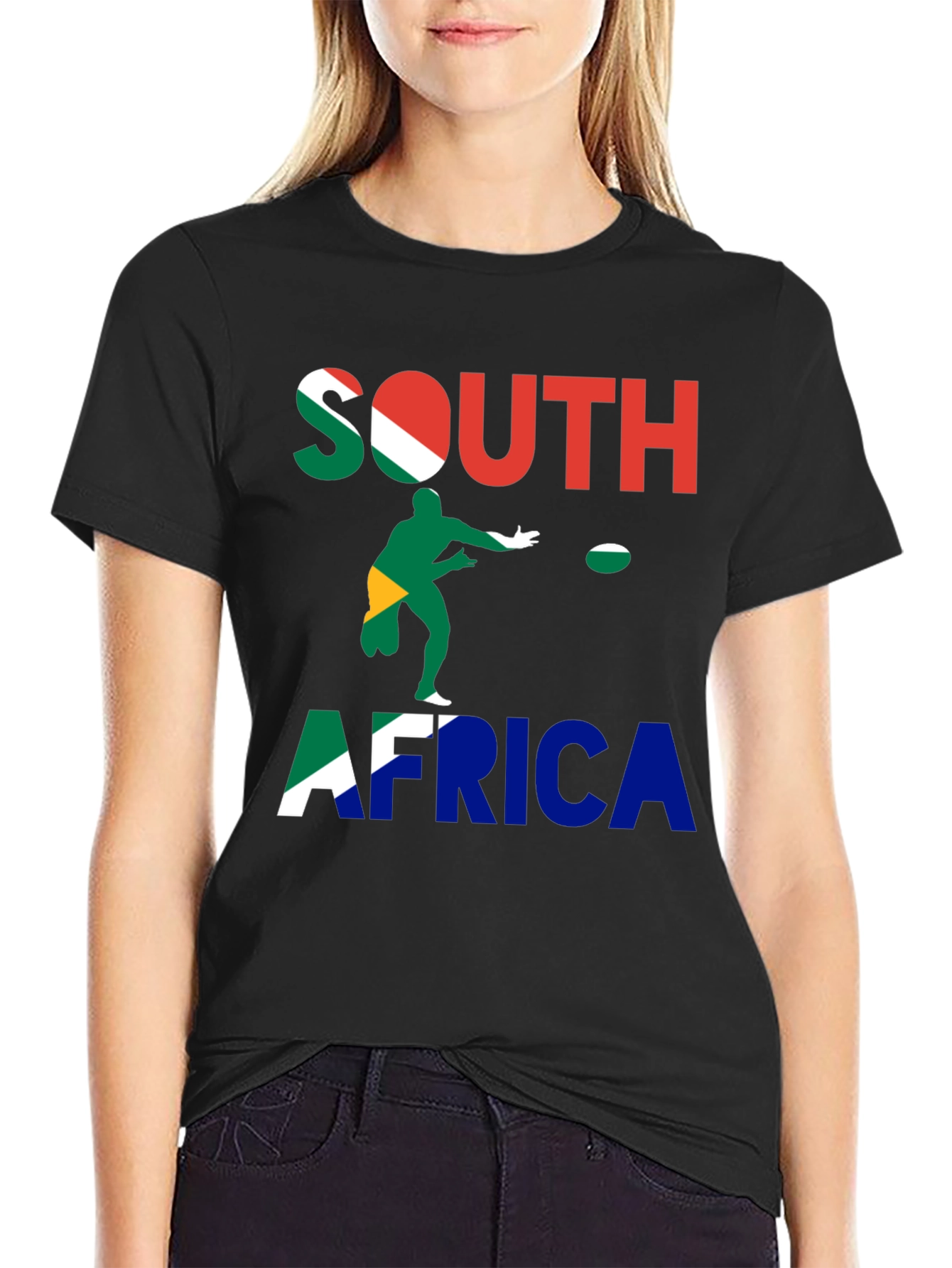 South Africa Rugby T-Shirt - Mens Black Tee