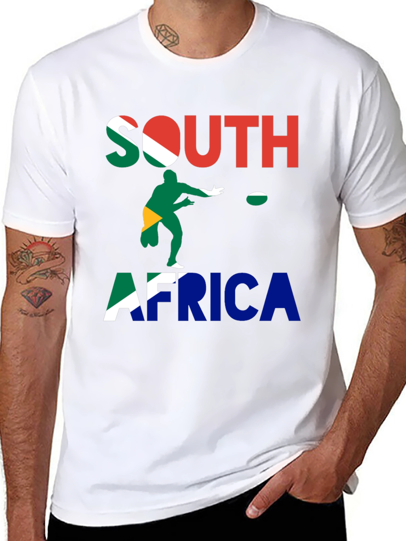 South Africa Rugby T-Shirt - Mens Black Tee