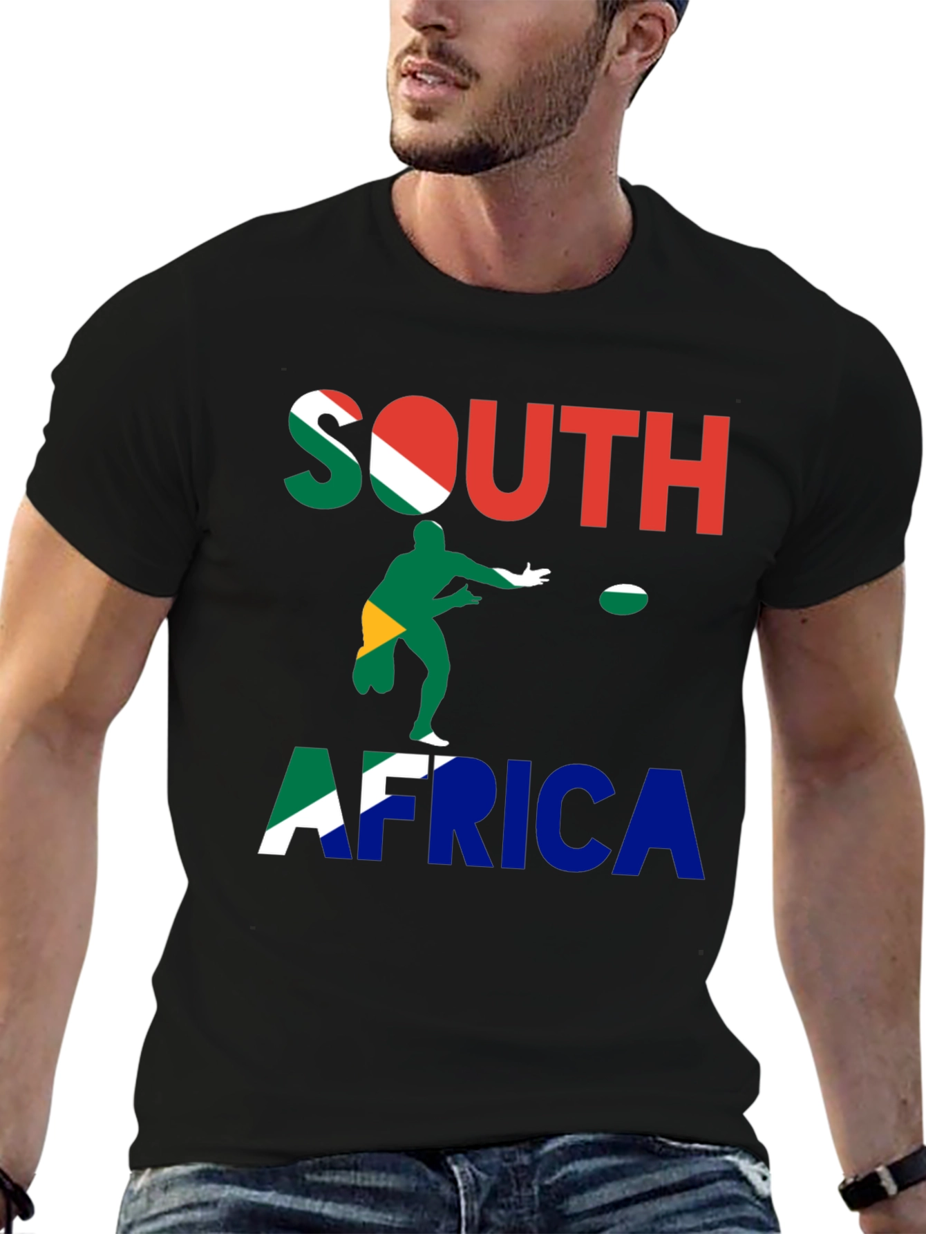 South Africa Rugby T-Shirt - Mens Black Tee