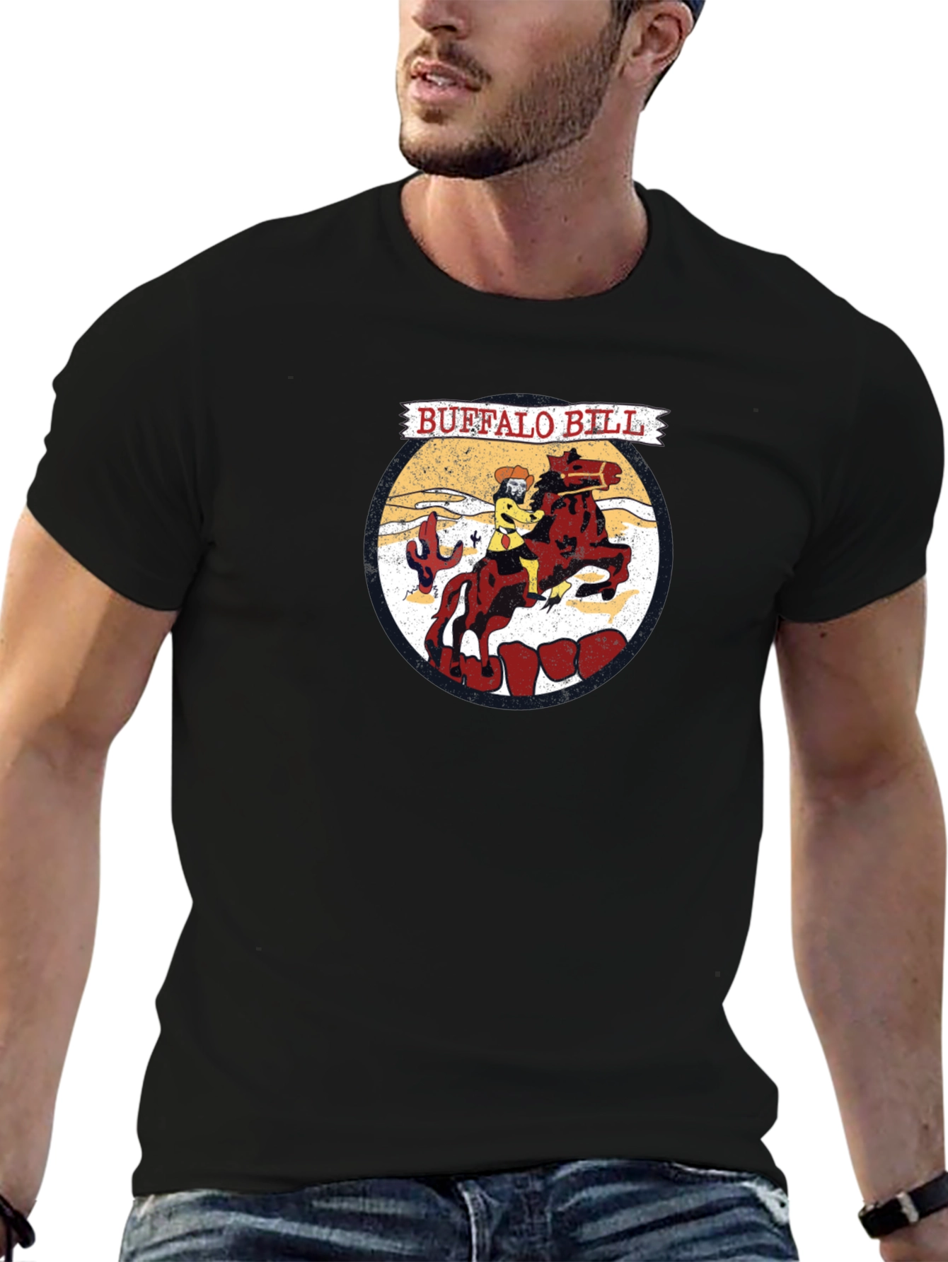 Buffalo Bill Cartoon Graphic T-Shirt