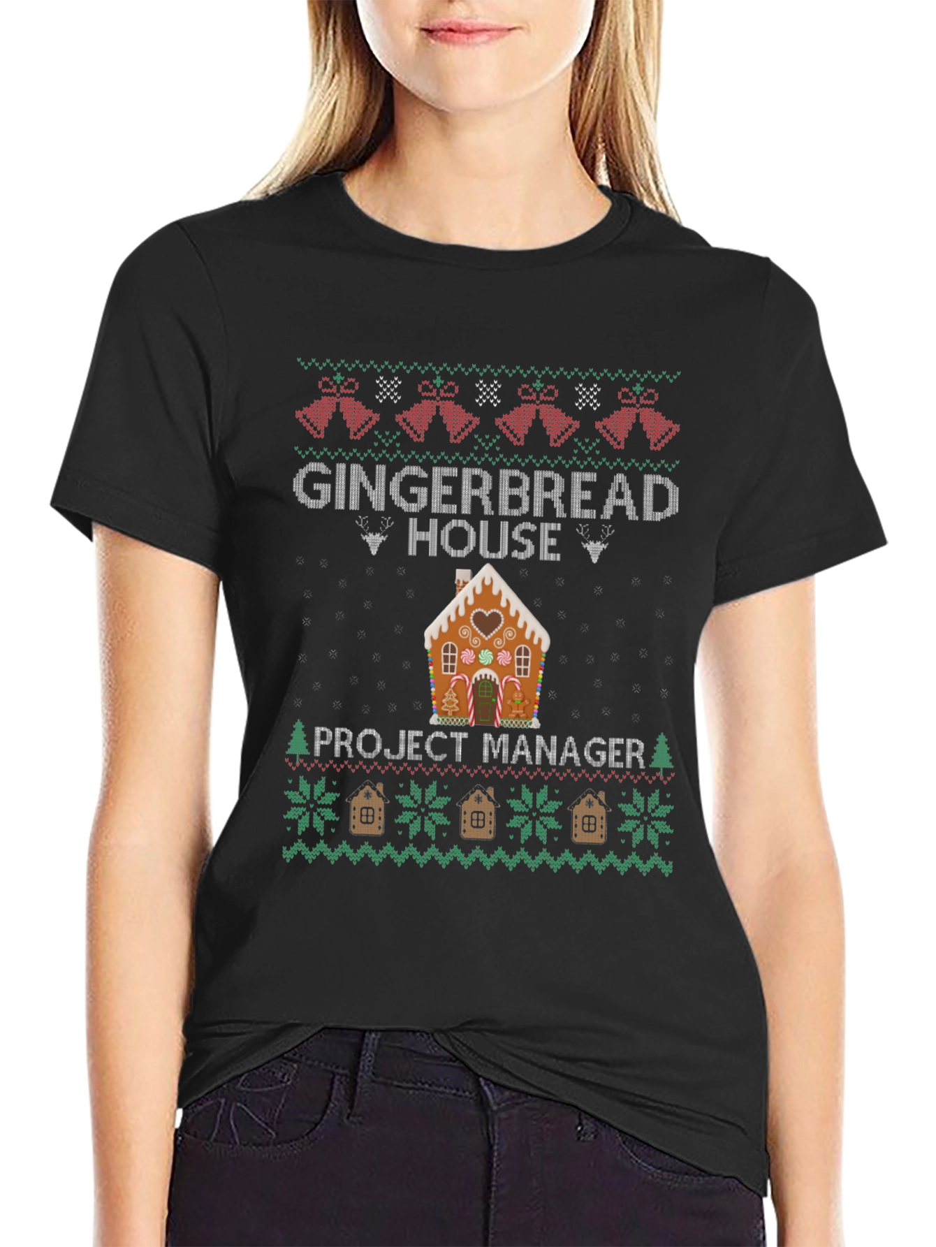 Gingerbread House Project Manager Ugly Christmas Sweater T-Shirt