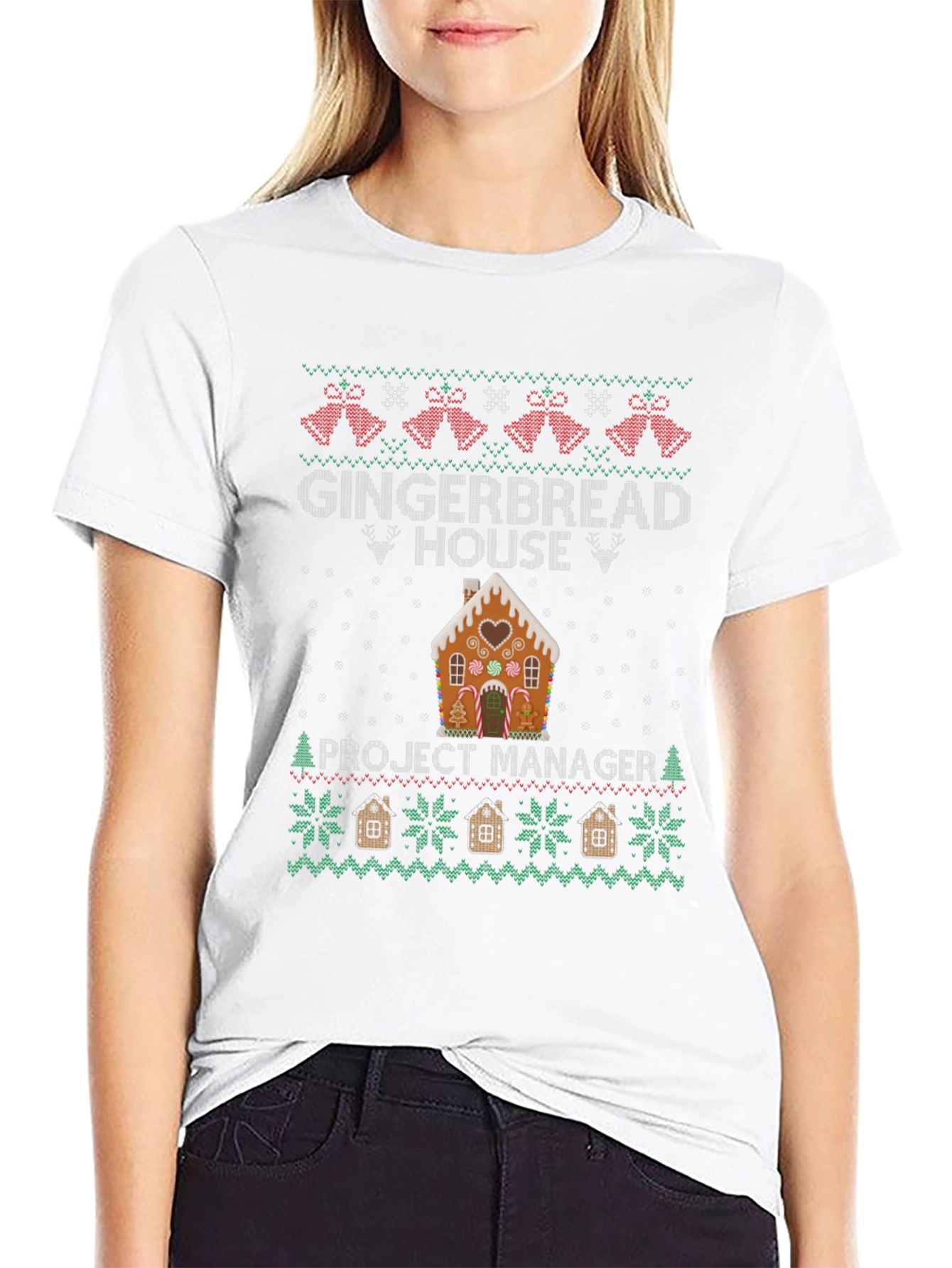 Gingerbread House Project Manager Ugly Christmas Sweater T-Shirt