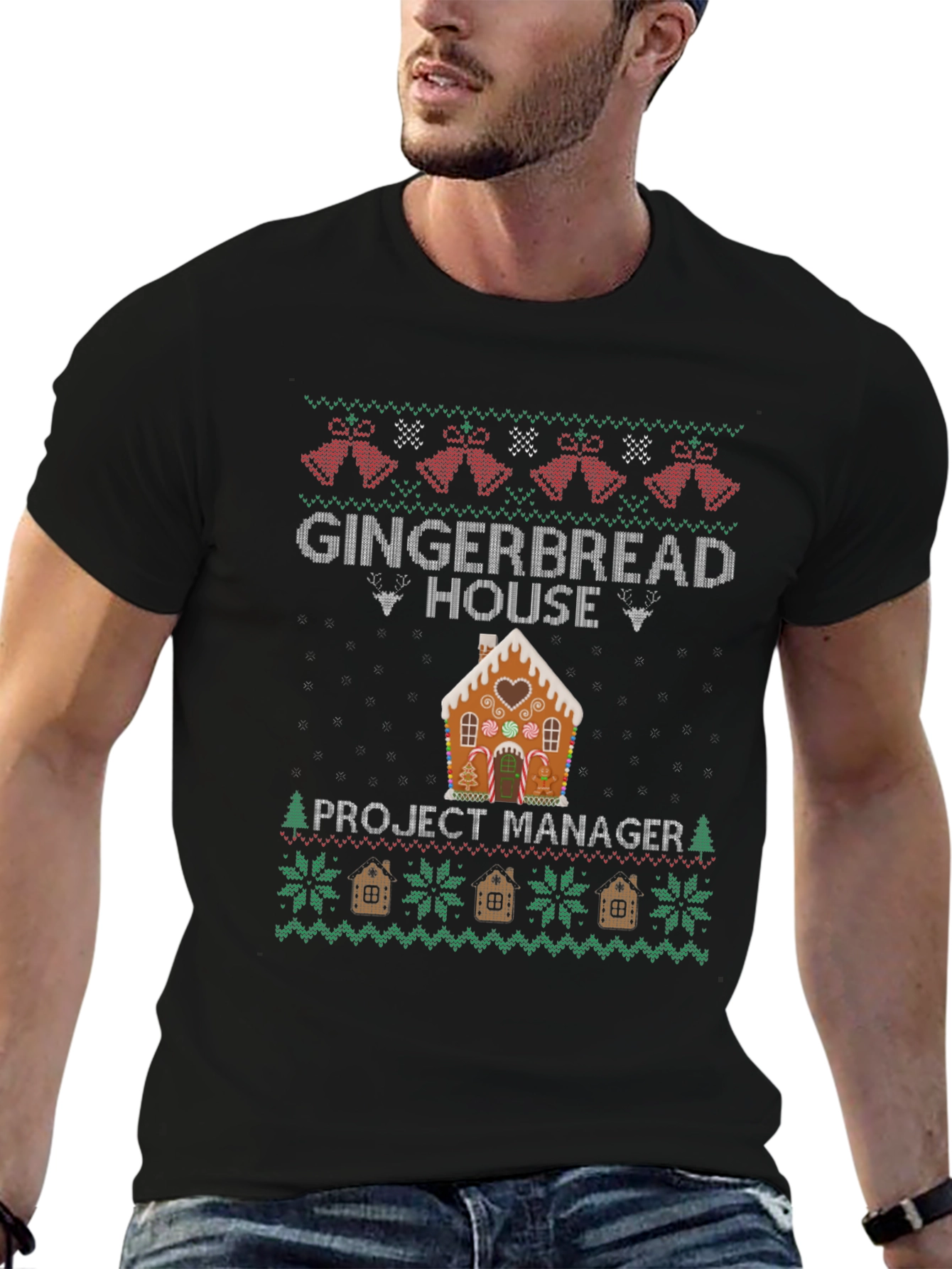 Gingerbread House Project Manager Ugly Christmas Sweater T-Shirt