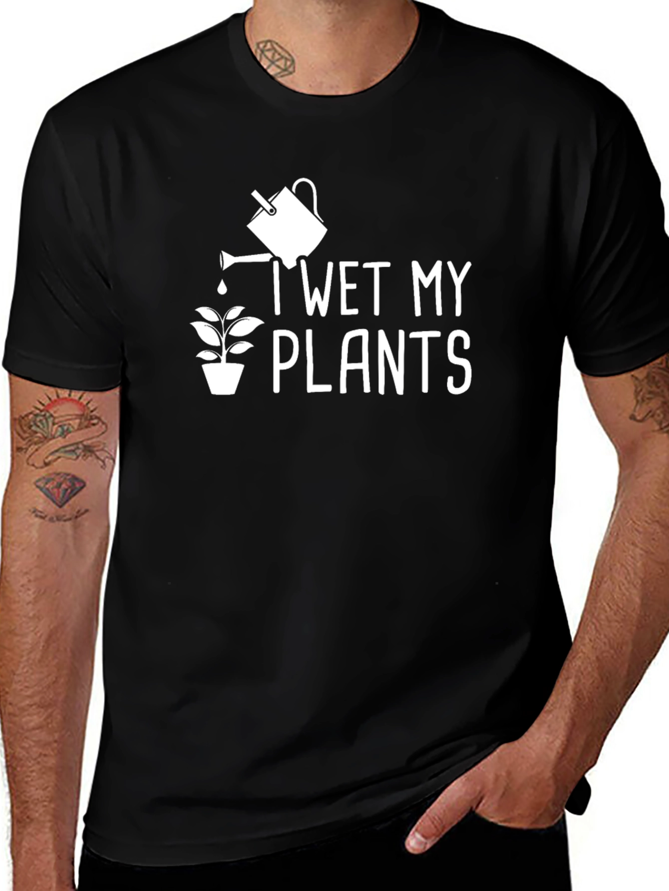 I Wet My Plants Graphic T-Shirt - Black