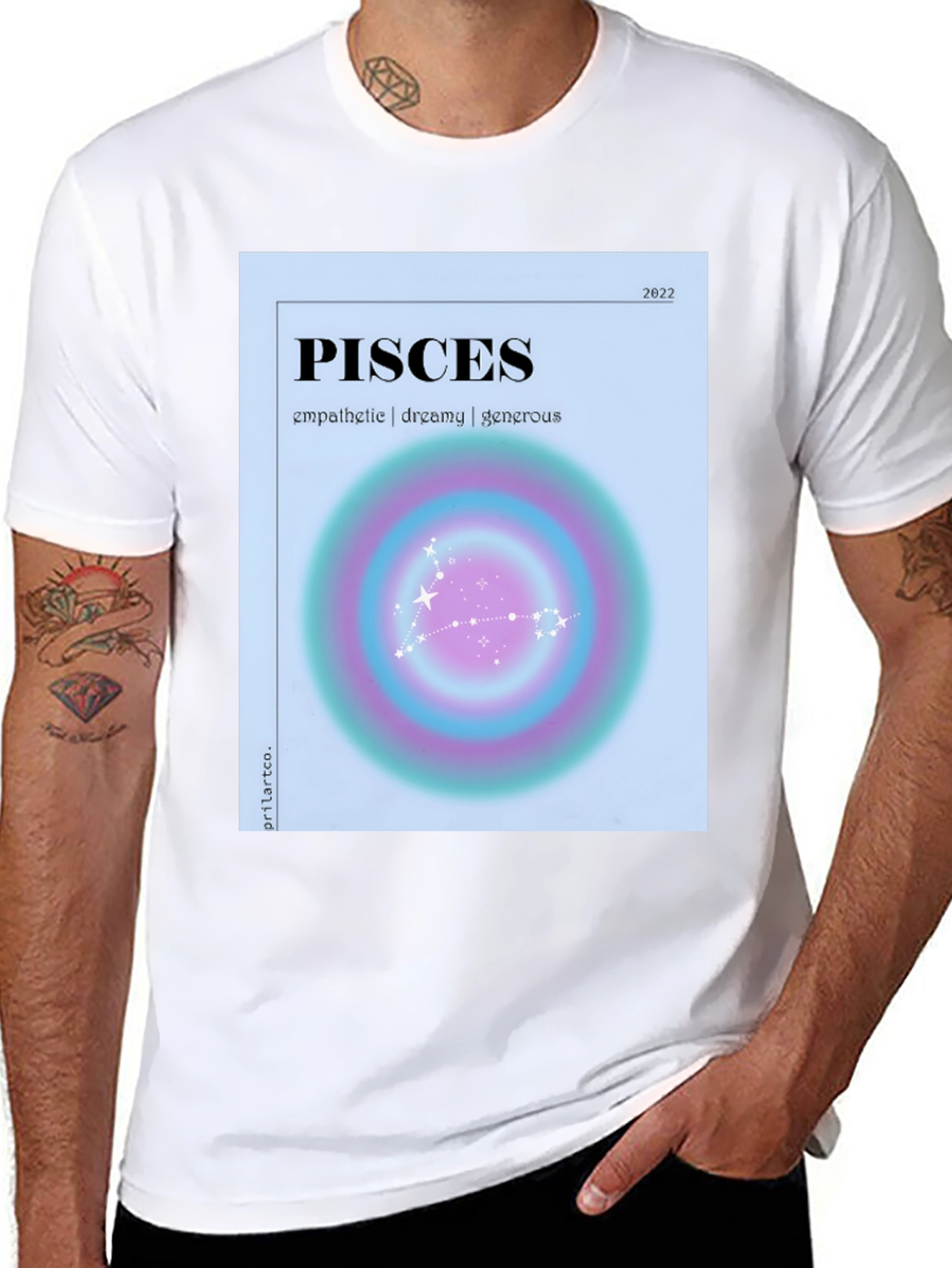 Pisces Zodiac Graphic T-Shirt - Empathetic Dreamy Generous