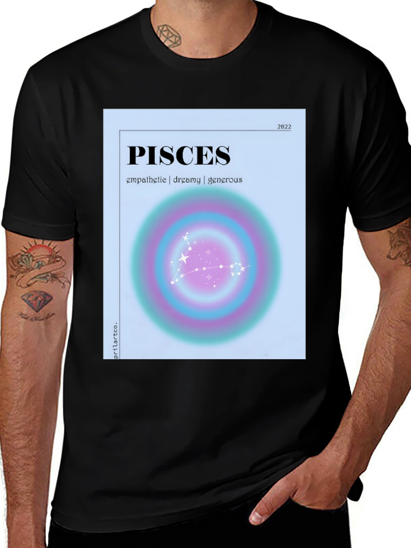 Pisces Zodiac Graphic T-Shirt - Empathetic Dreamy Generous