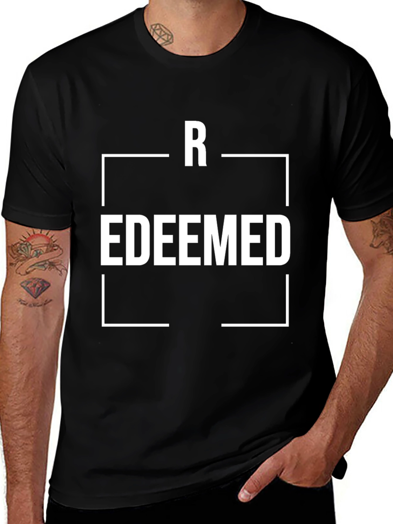 Redeemed Graphic Black T-Shirt for Men