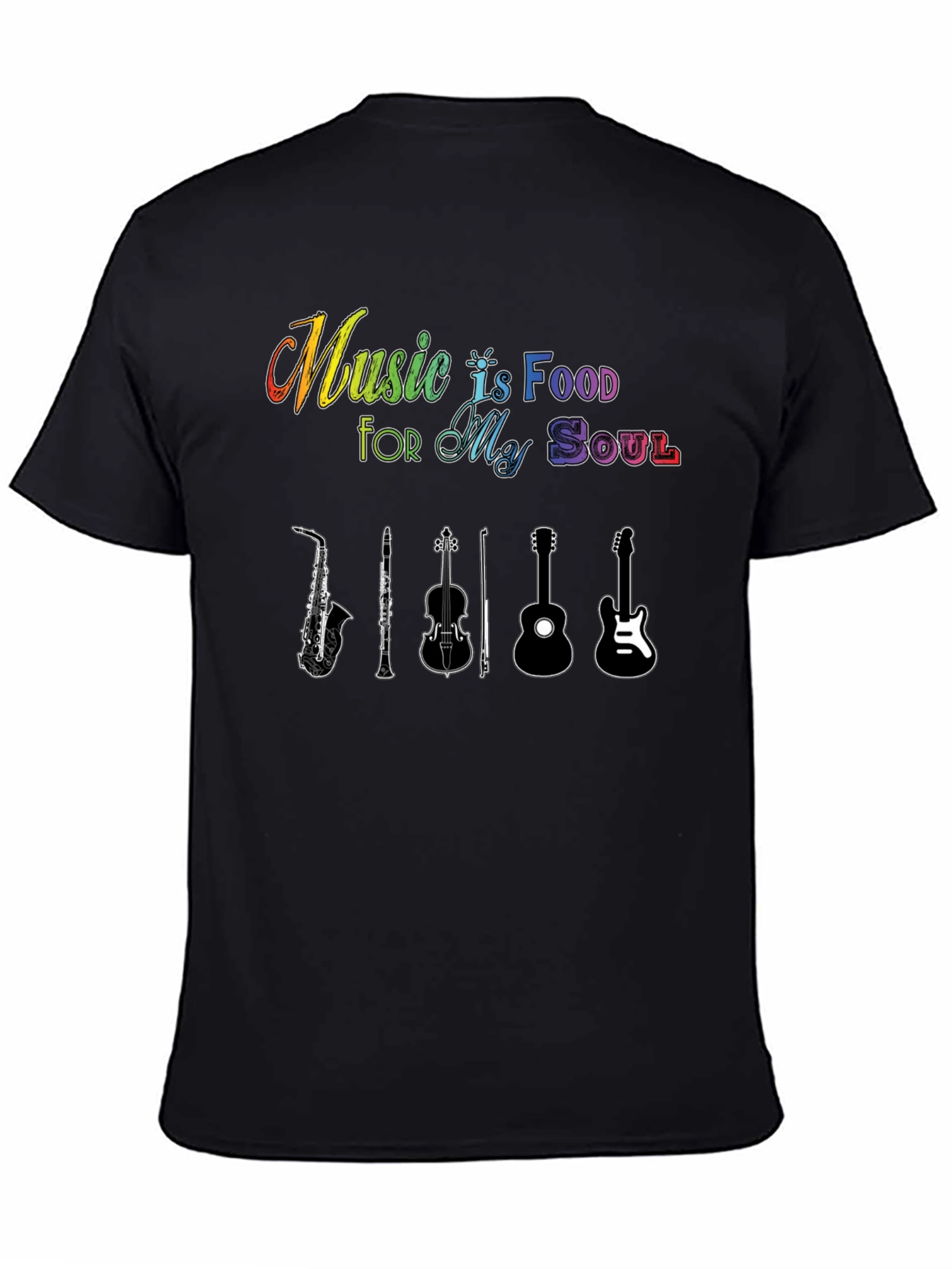 Music Is Food For My Soul Black T-Shirt