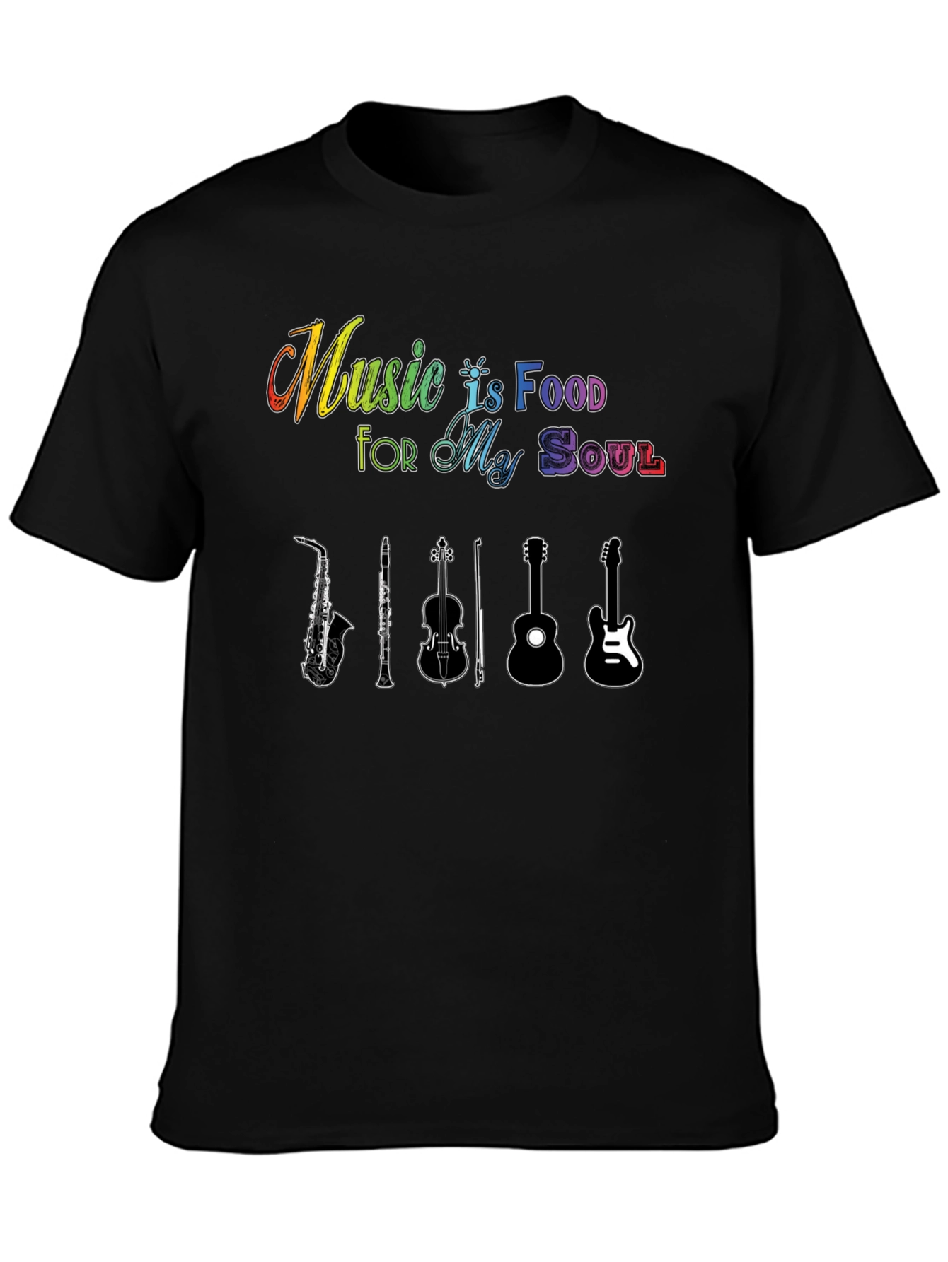 Music Is Food For My Soul Black T-Shirt