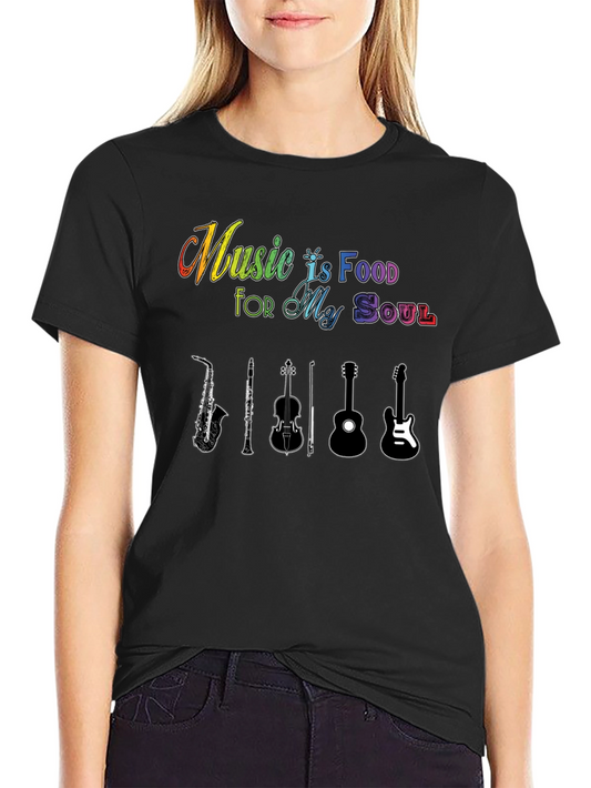 Music Is Food For My Soul Black T-Shirt