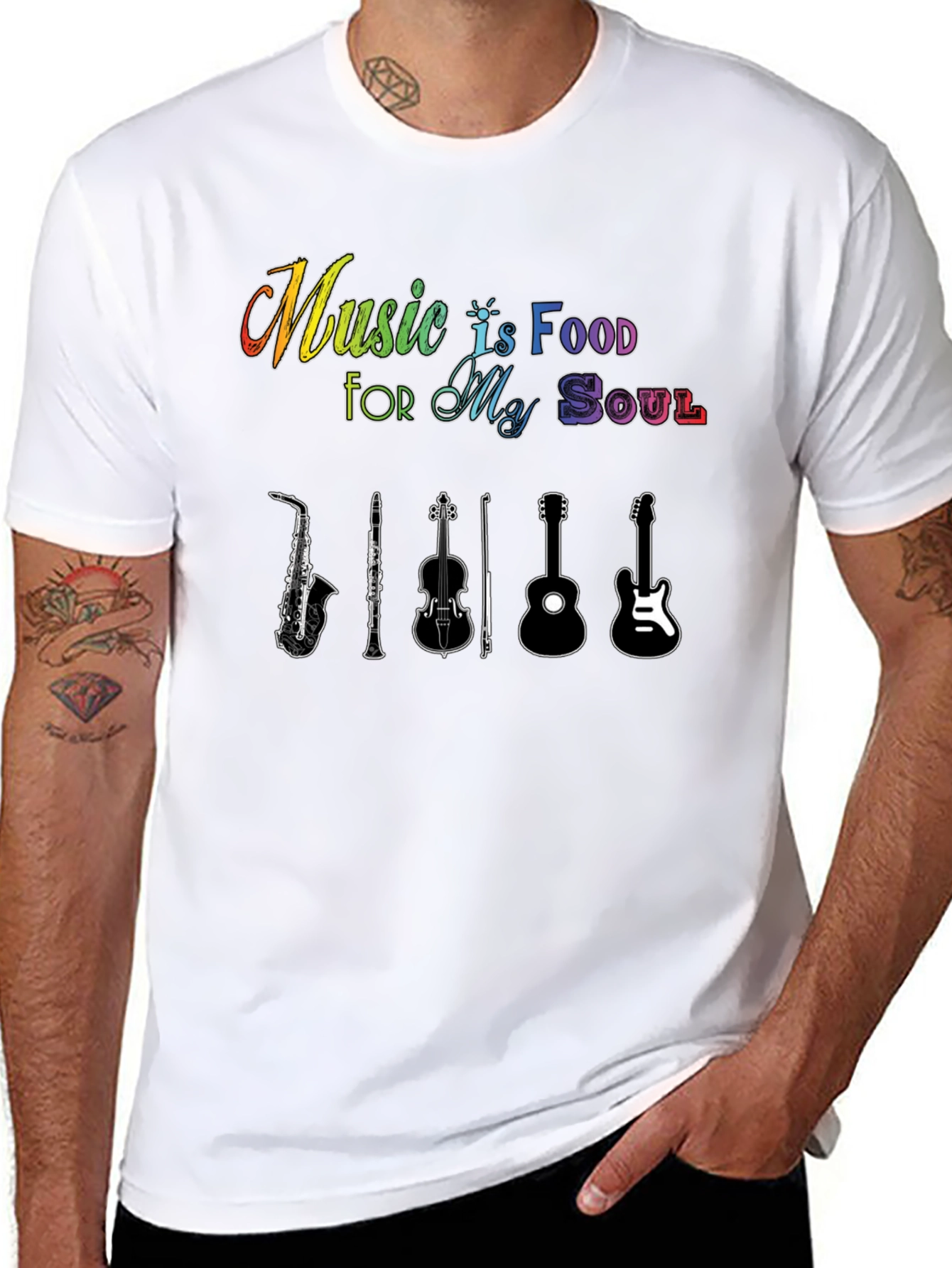 Music Is Food For My Soul Black T-Shirt