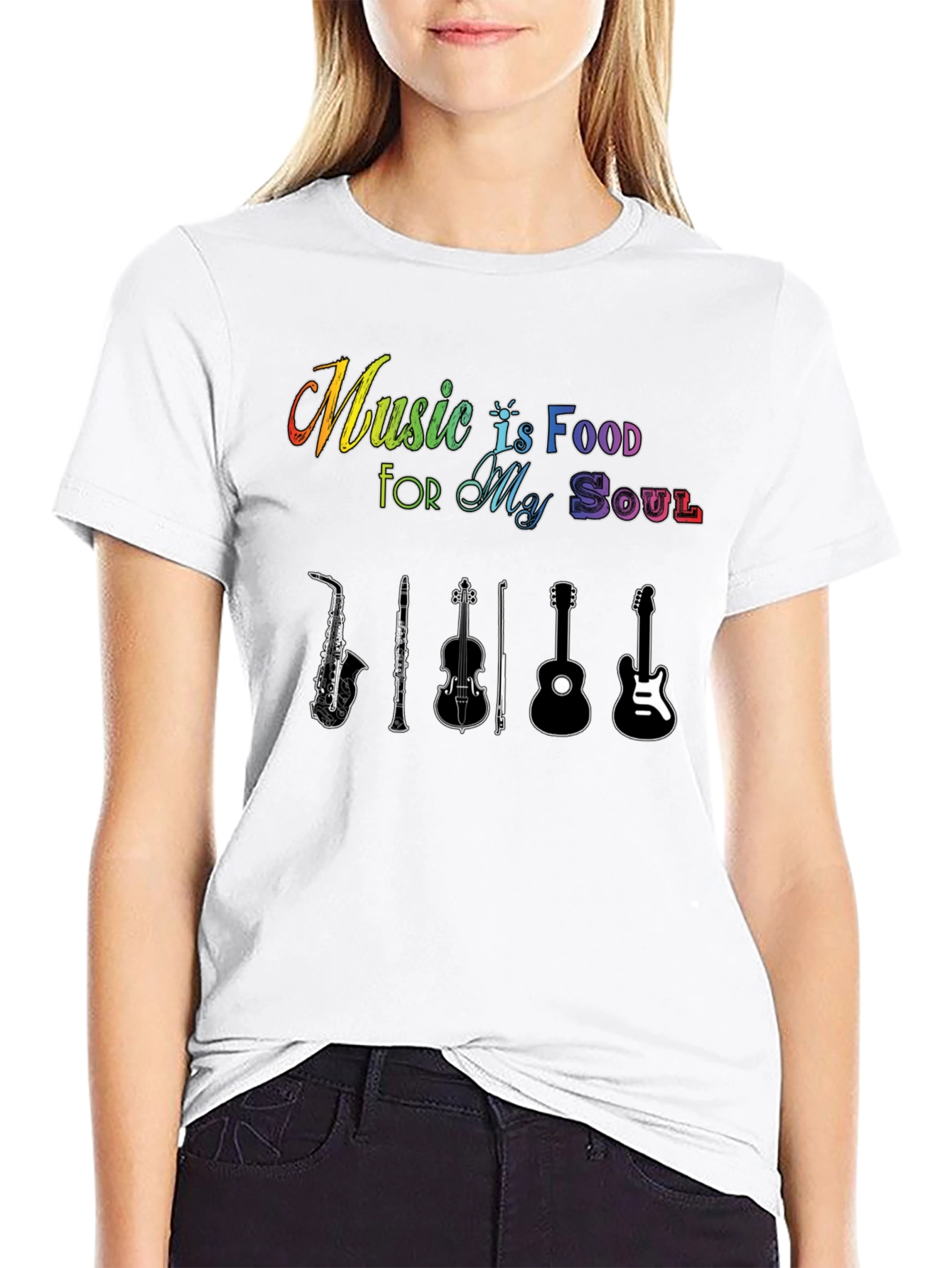 Music Is Food For My Soul Black T-Shirt