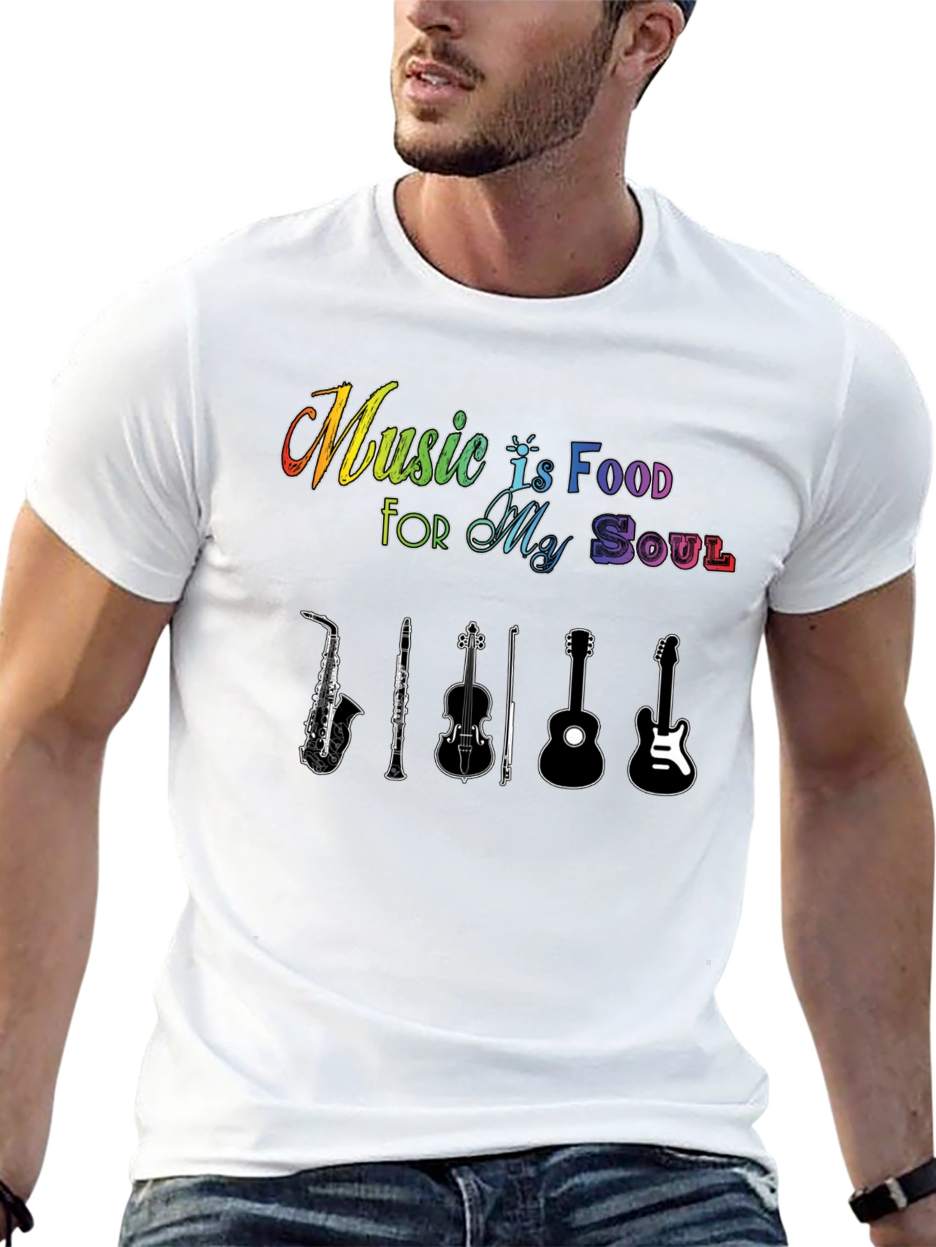 Music Is Food For My Soul Black T-Shirt