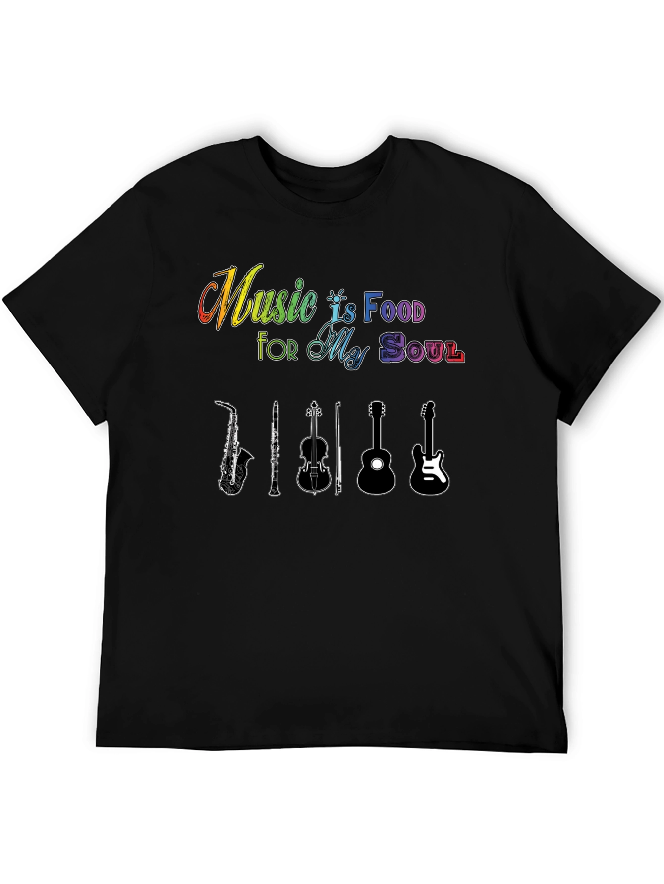 Music Is Food For My Soul Black T-Shirt