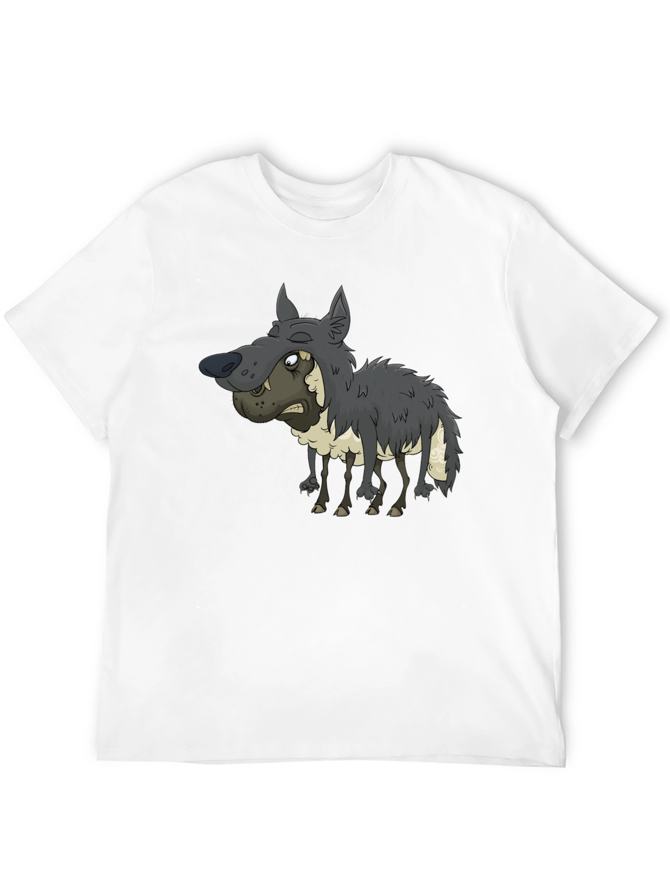 Funny Cartoon Wolf Graphic T-Shirt