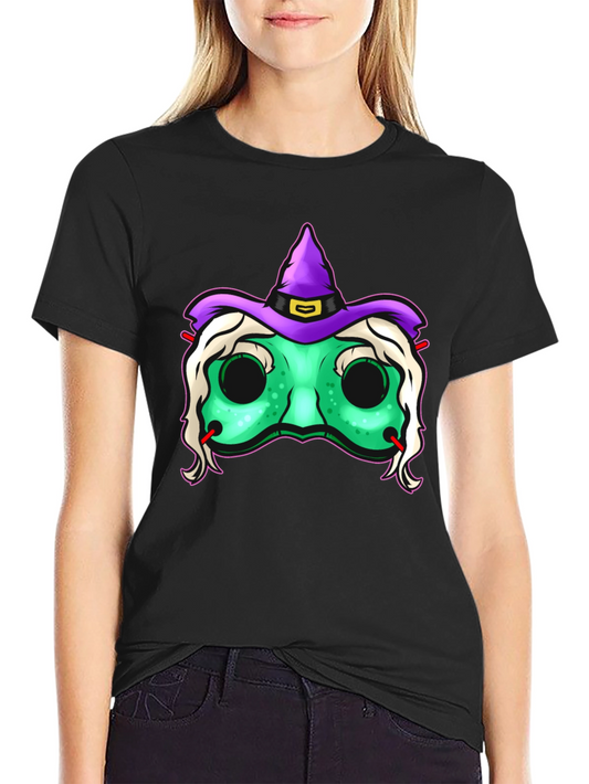 Witch Mask Graphic Tee - Spooky Halloween T-Shirt