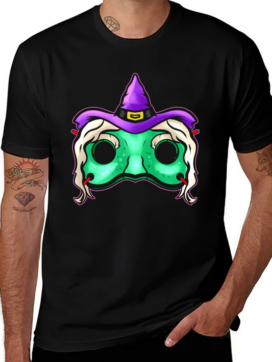 Witch Mask Graphic Tee - Spooky Halloween T-Shirt