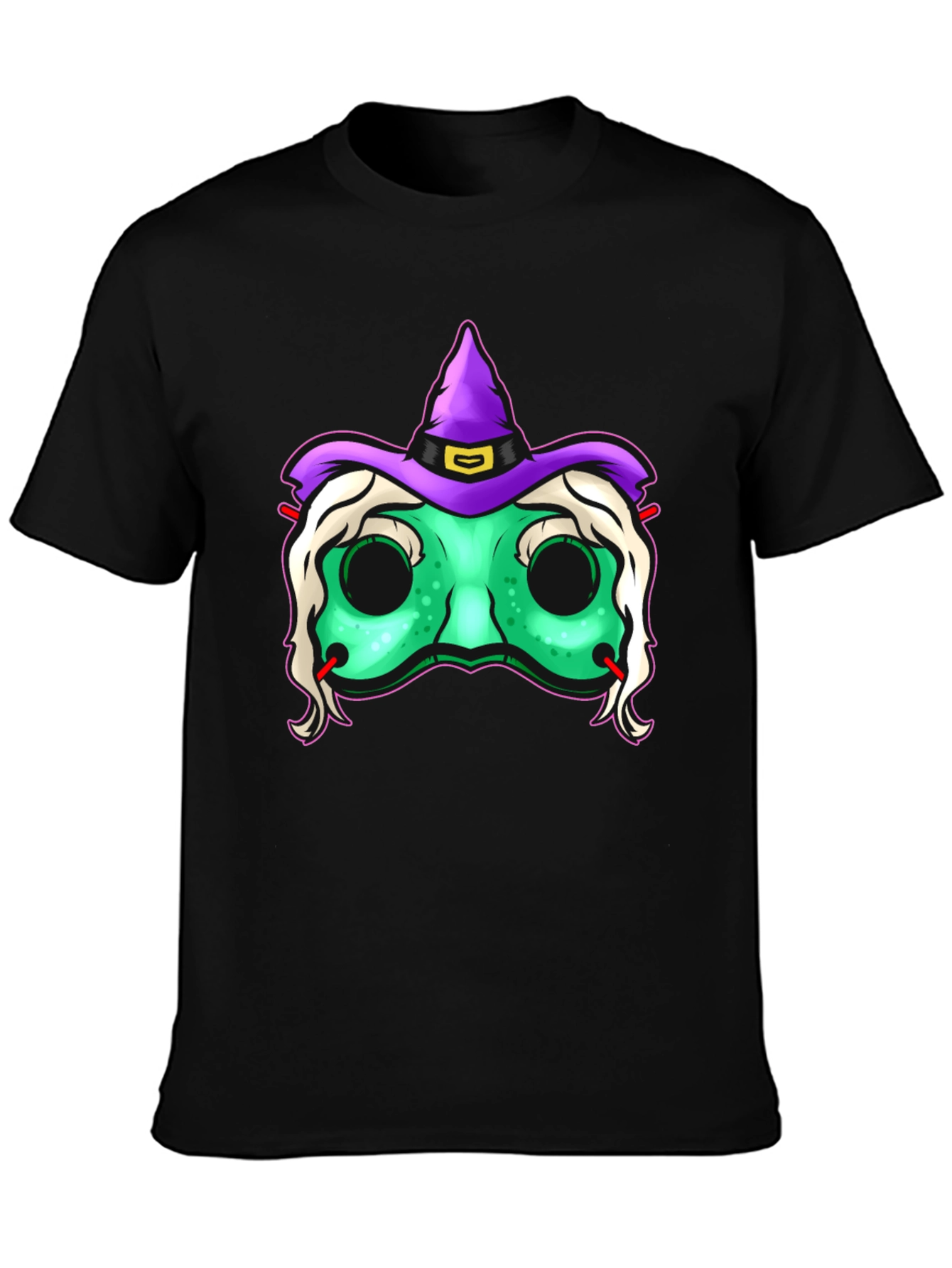 Witch Mask Graphic Tee - Spooky Halloween T-Shirt