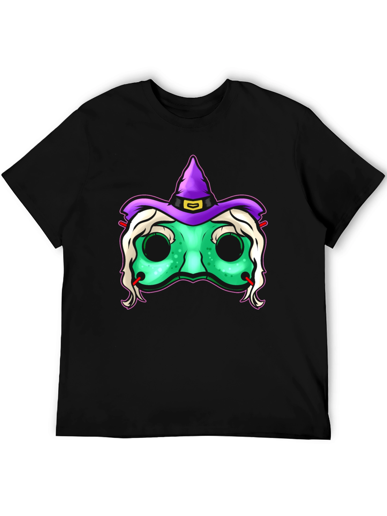 Witch Mask Graphic Tee - Spooky Halloween T-Shirt
