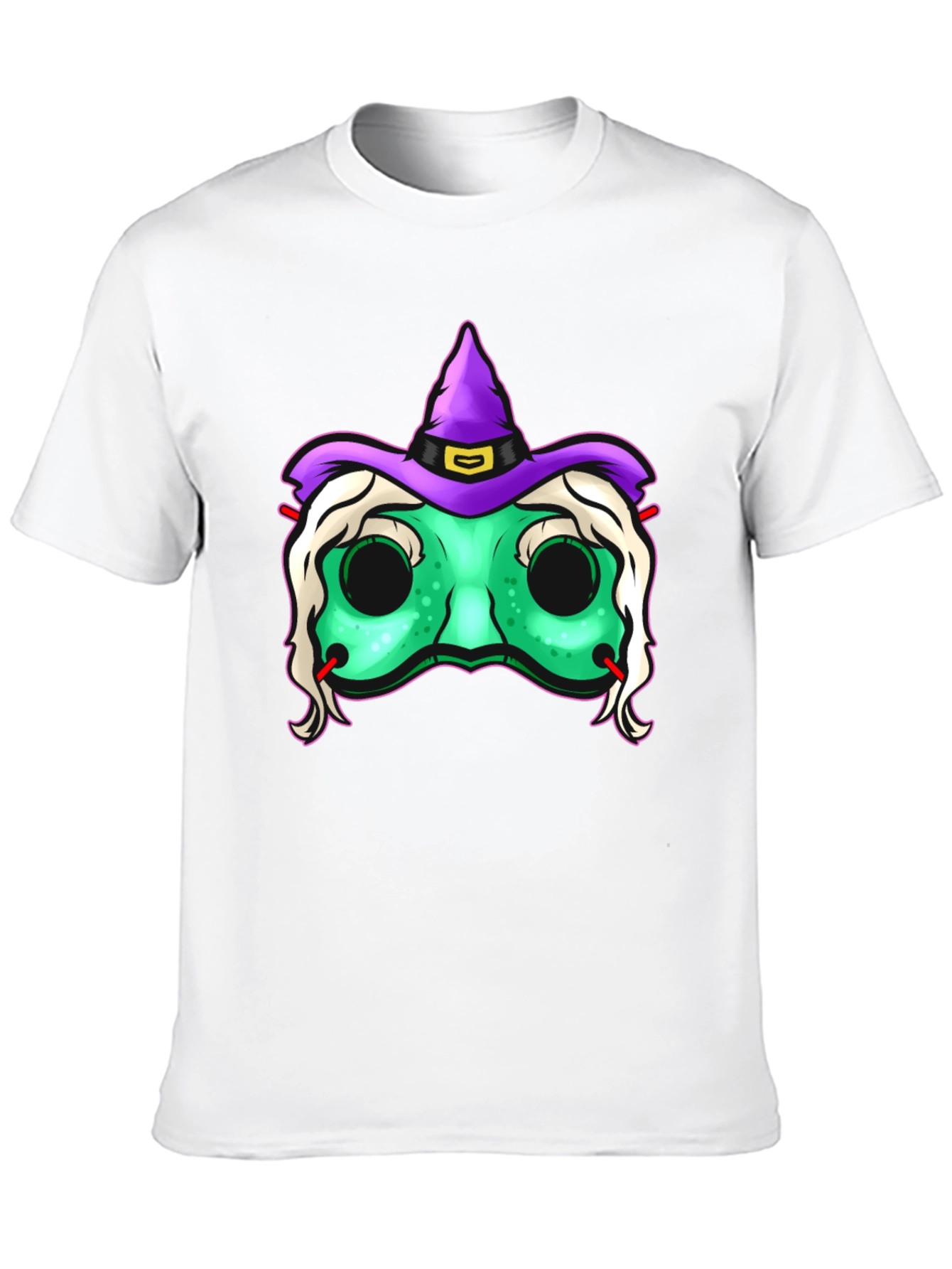 Witch Mask Graphic Tee - Spooky Halloween T-Shirt