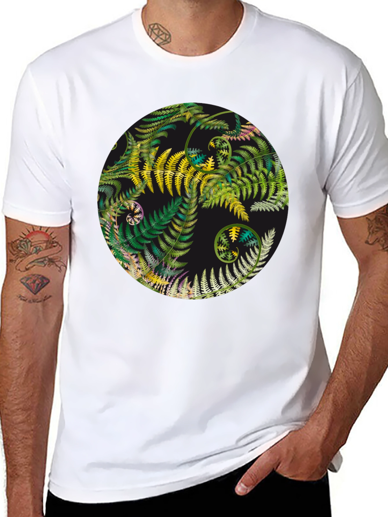Fern Yin Yang Graphic T-Shirt - Unisex Black Tee