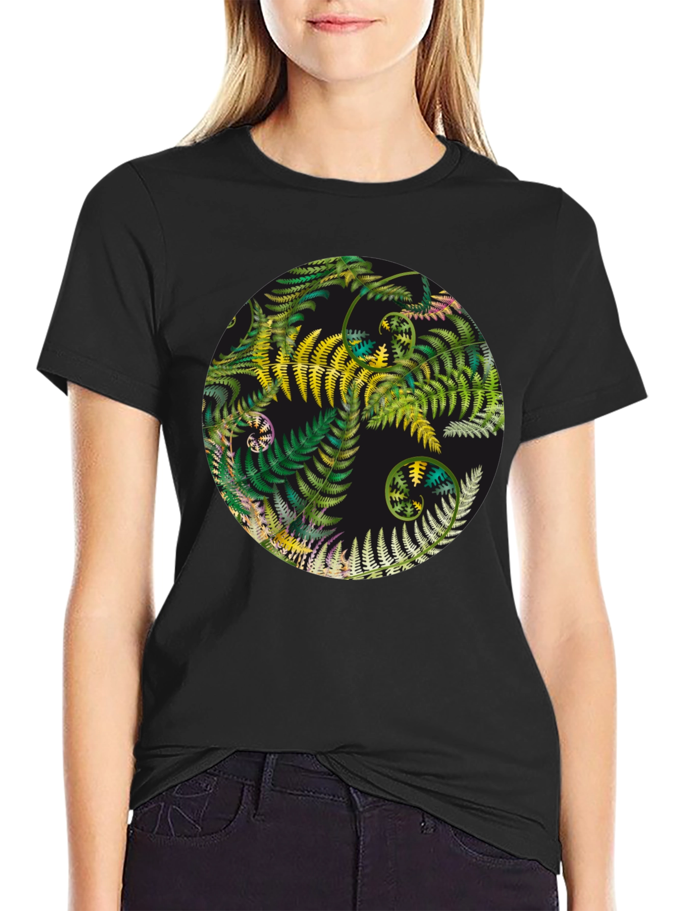 Fern Yin Yang Graphic T-Shirt - Unisex Black Tee
