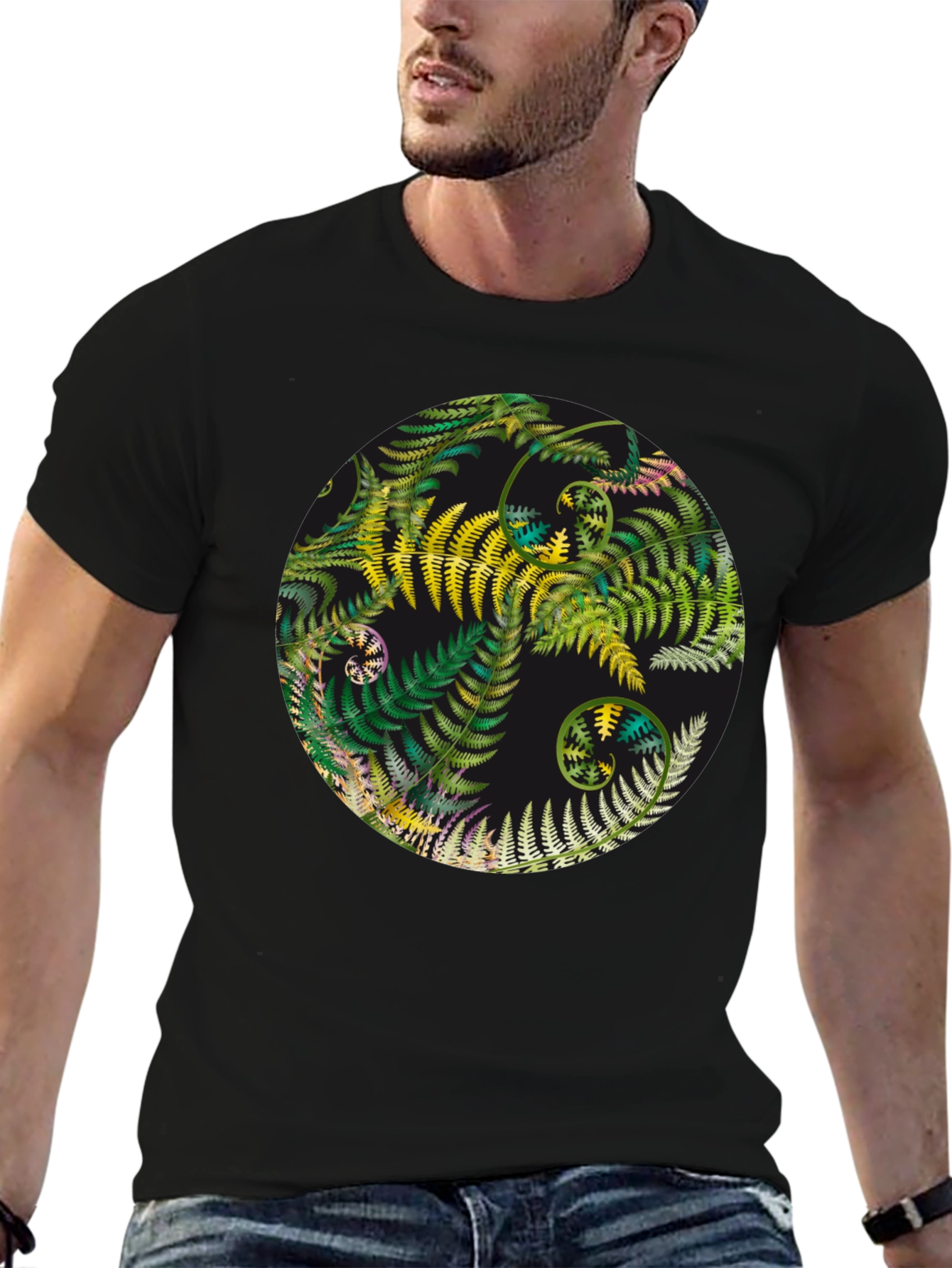 Fern Yin Yang Graphic T-Shirt - Unisex Black Tee
