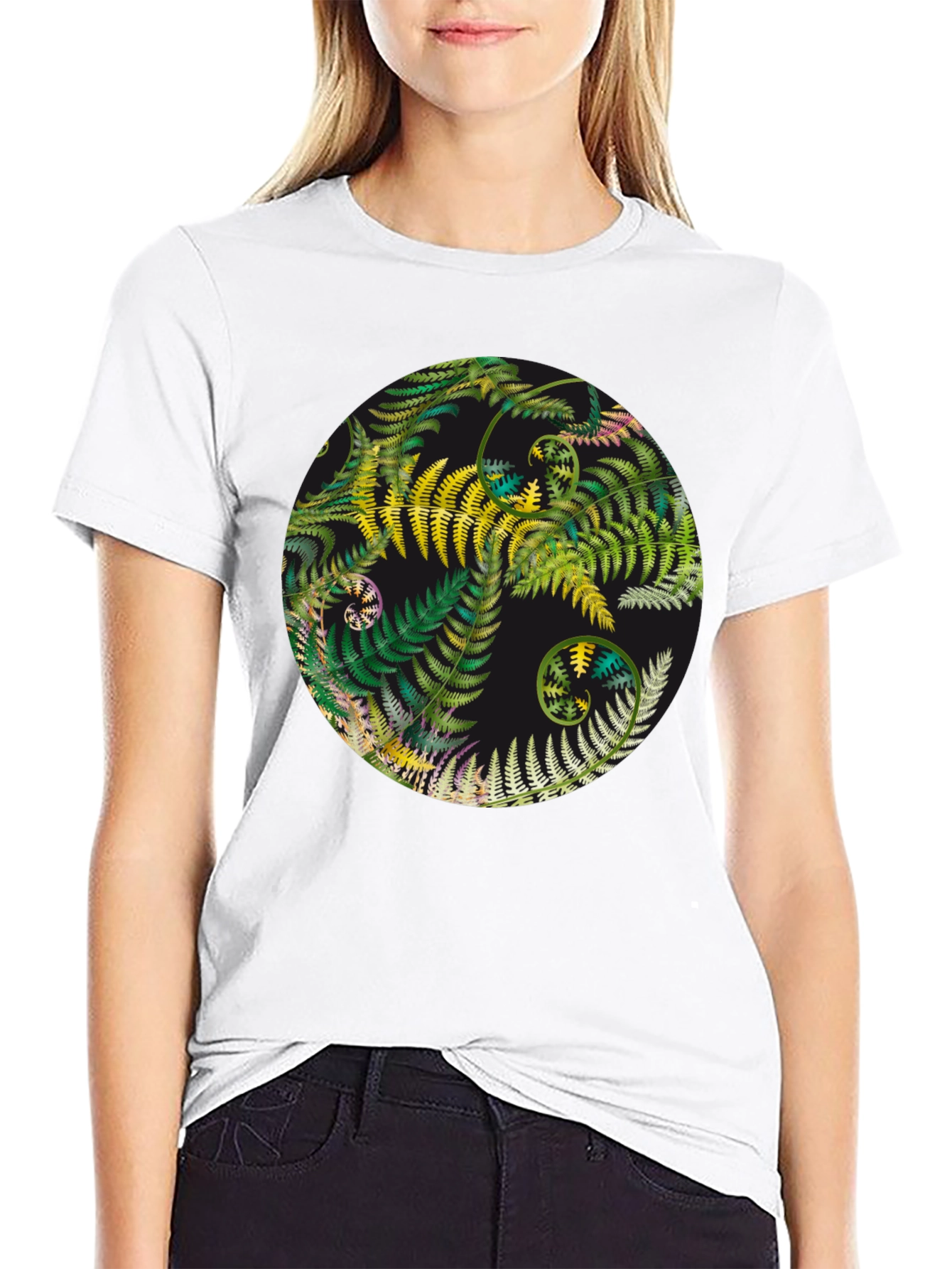 Fern Yin Yang Graphic T-Shirt - Unisex Black Tee
